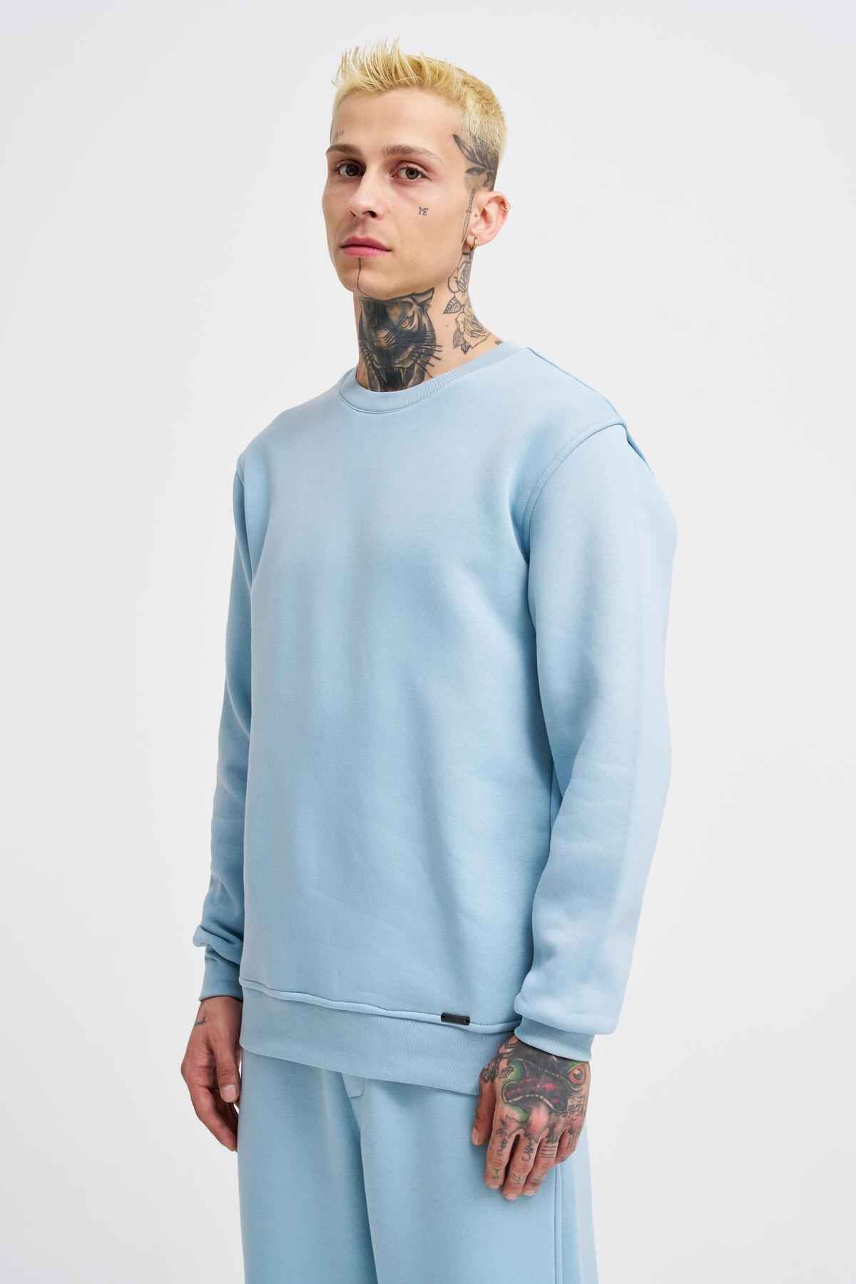 سویشرت مردانه یقه خدمه معمولی خاکستری روشن