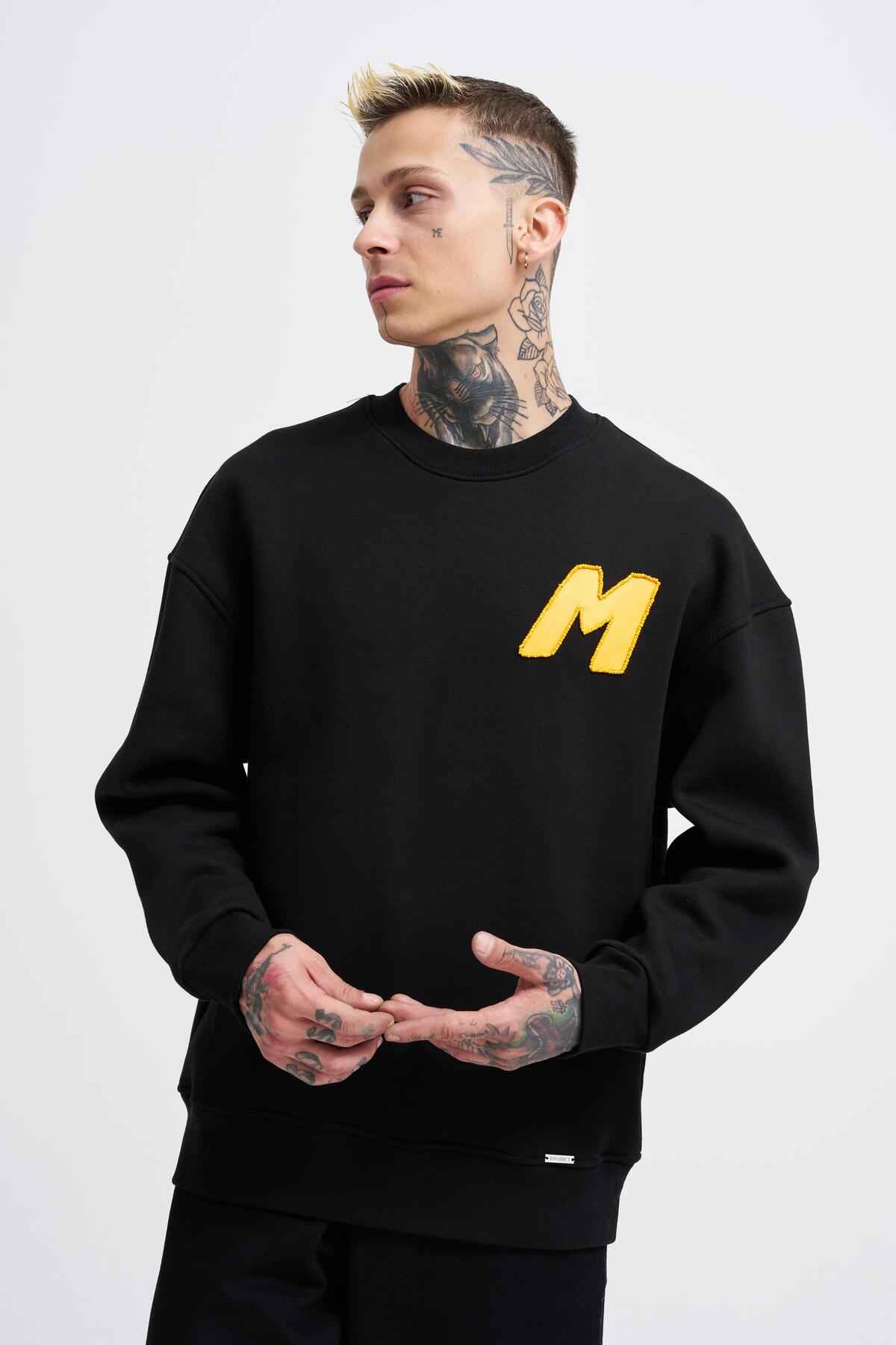 سویشرت مردانه آبی سرمه ای مهره دوزی شده