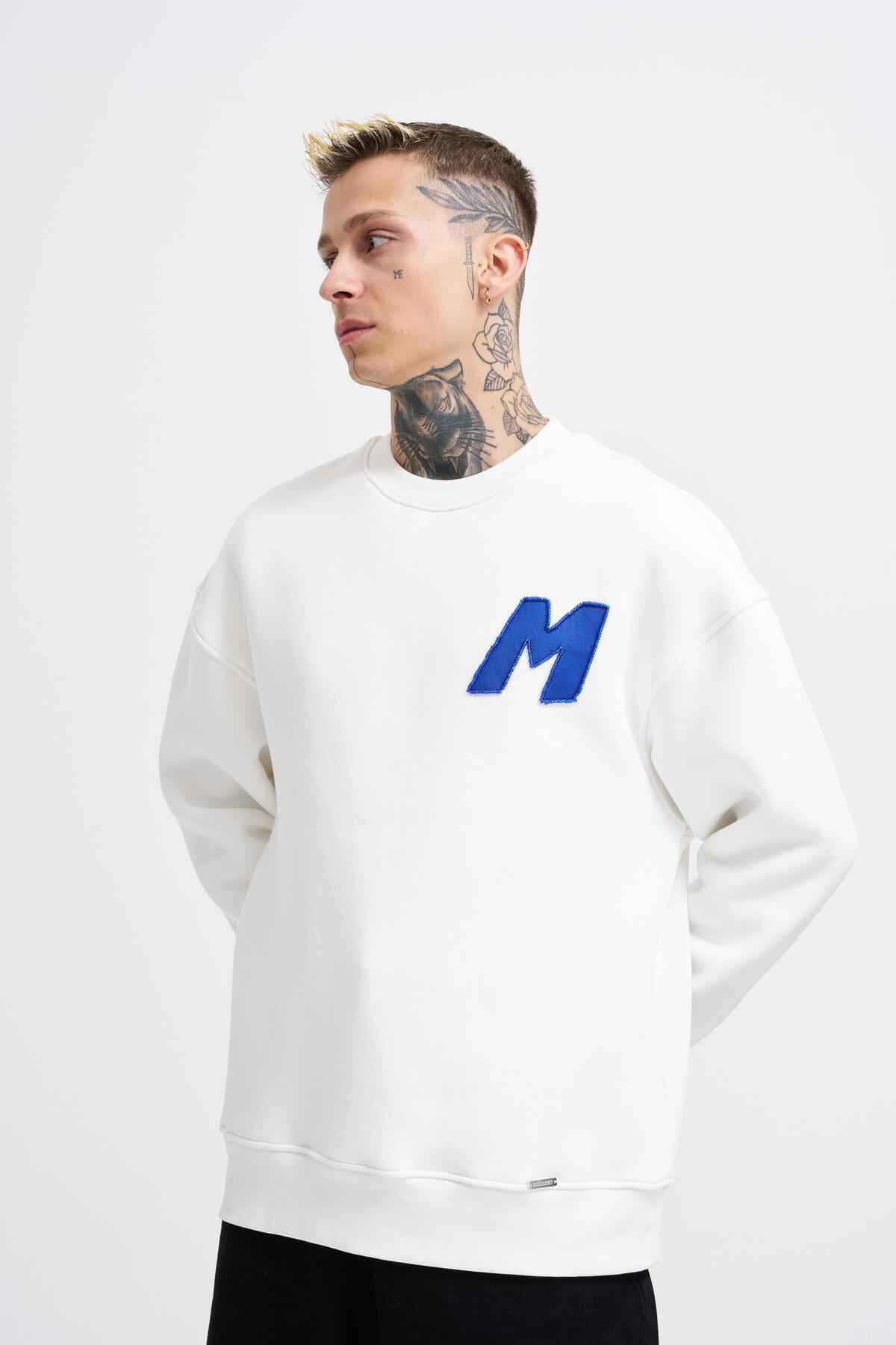 سویشرت مردانه آبی سرمه ای مهره دوزی شده