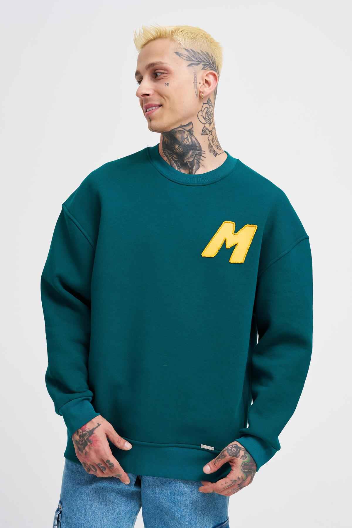 سویشرت مردانه آبی سرمه ای مهره دوزی شده