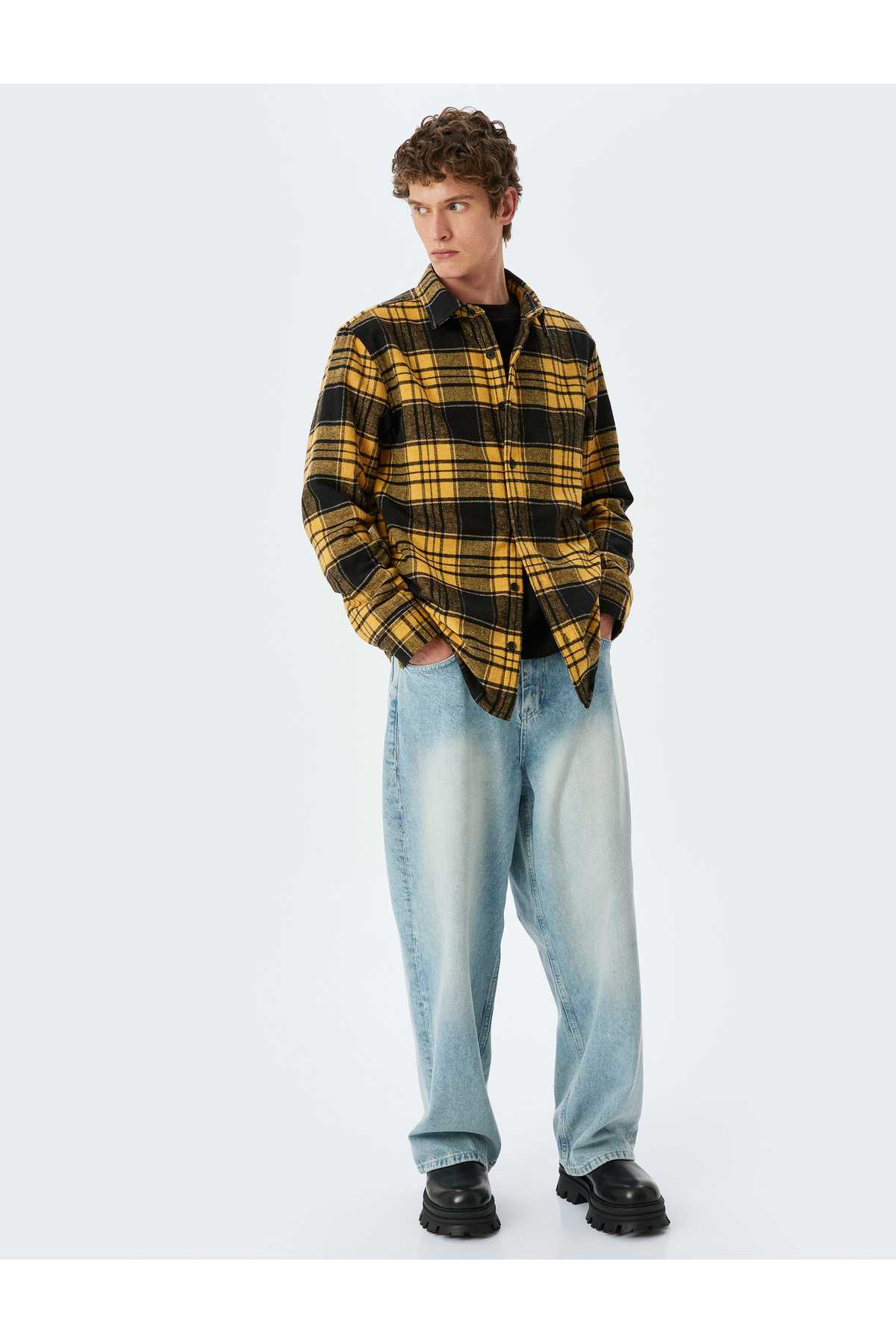 پیراهن الوار جیب دار بلند