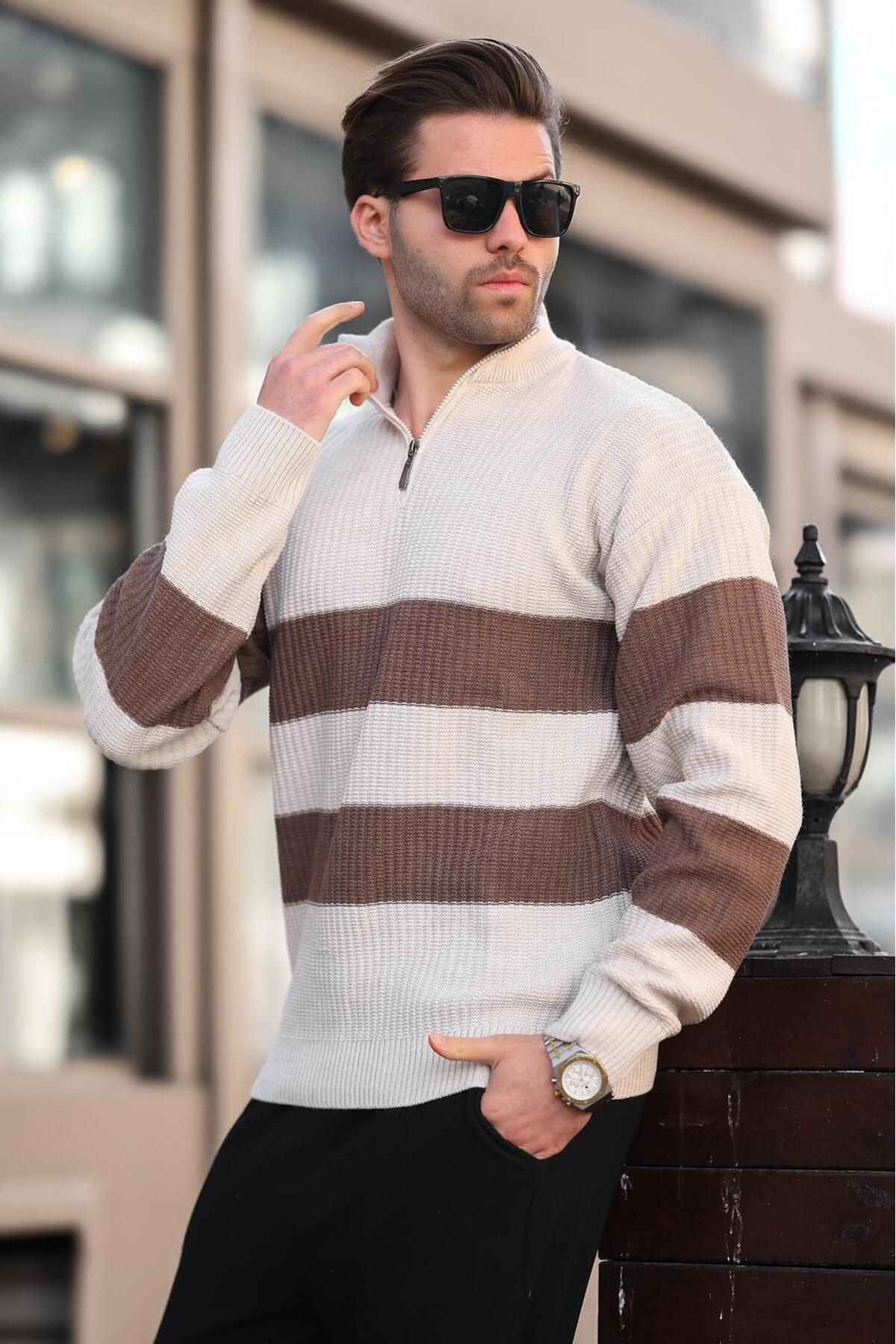 ژاکت مردانه یقه زیپ خاکستری