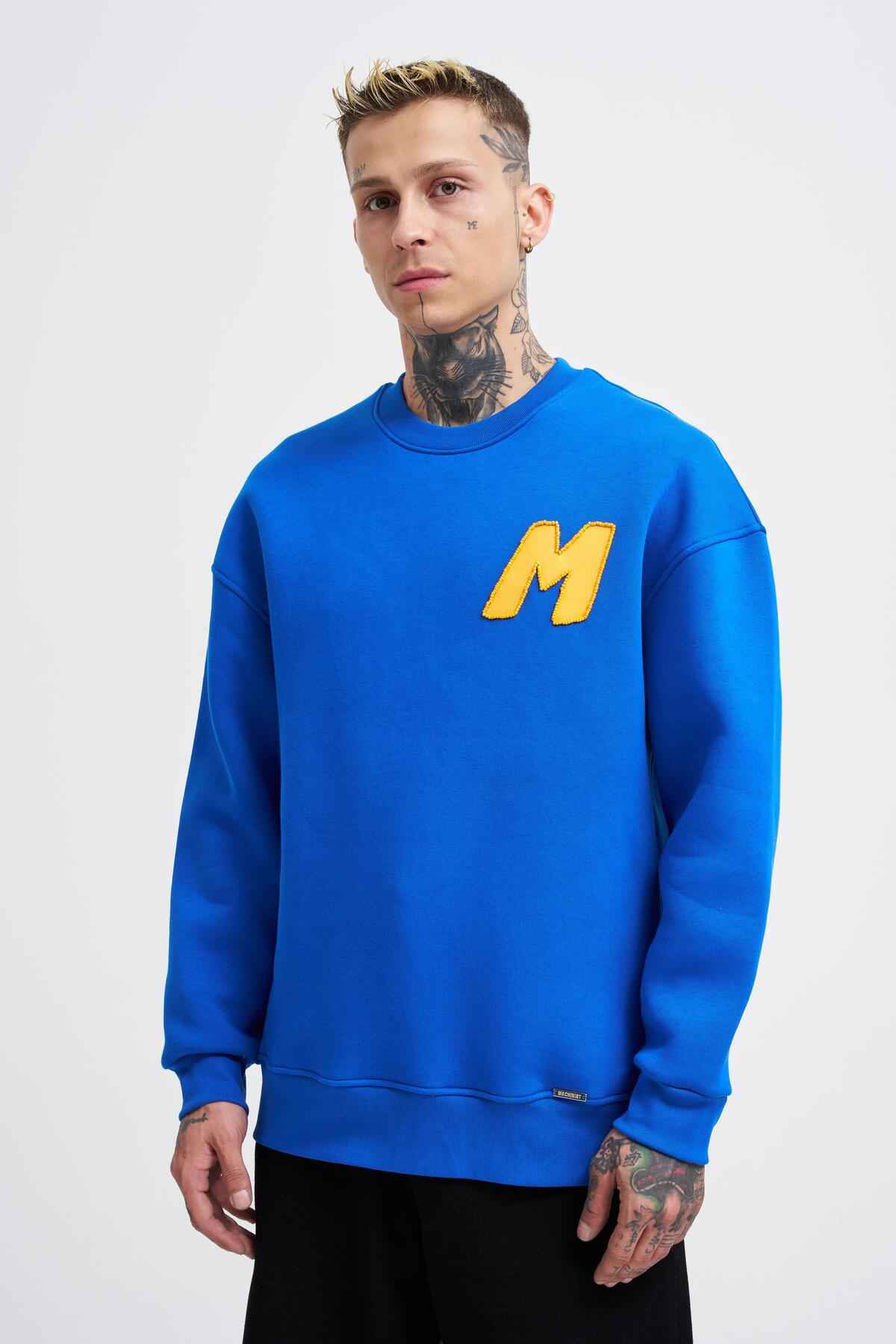 سویشرت مردانه آبی سرمه ای مهره دوزی شده