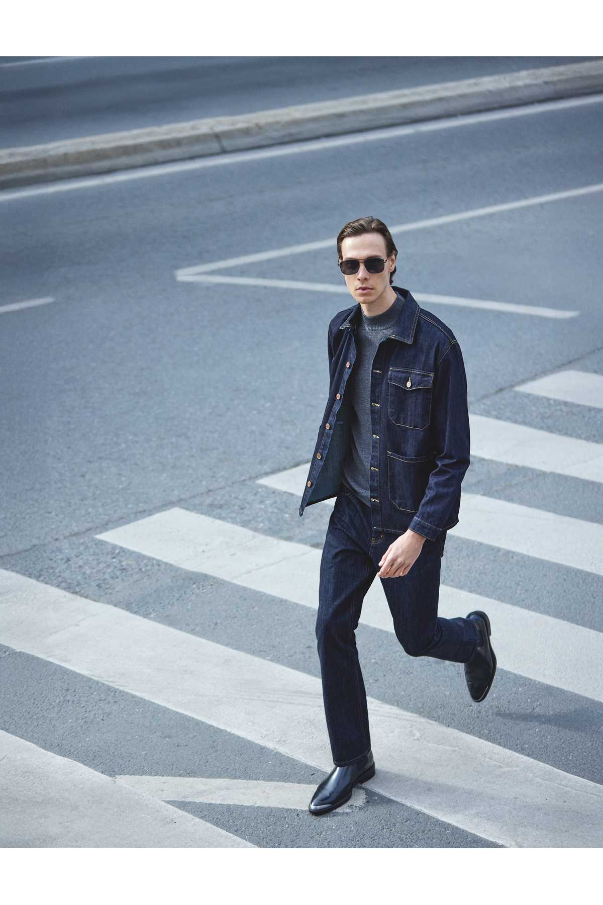 یقه کت جین یقه جیب جزییات پنبه ای