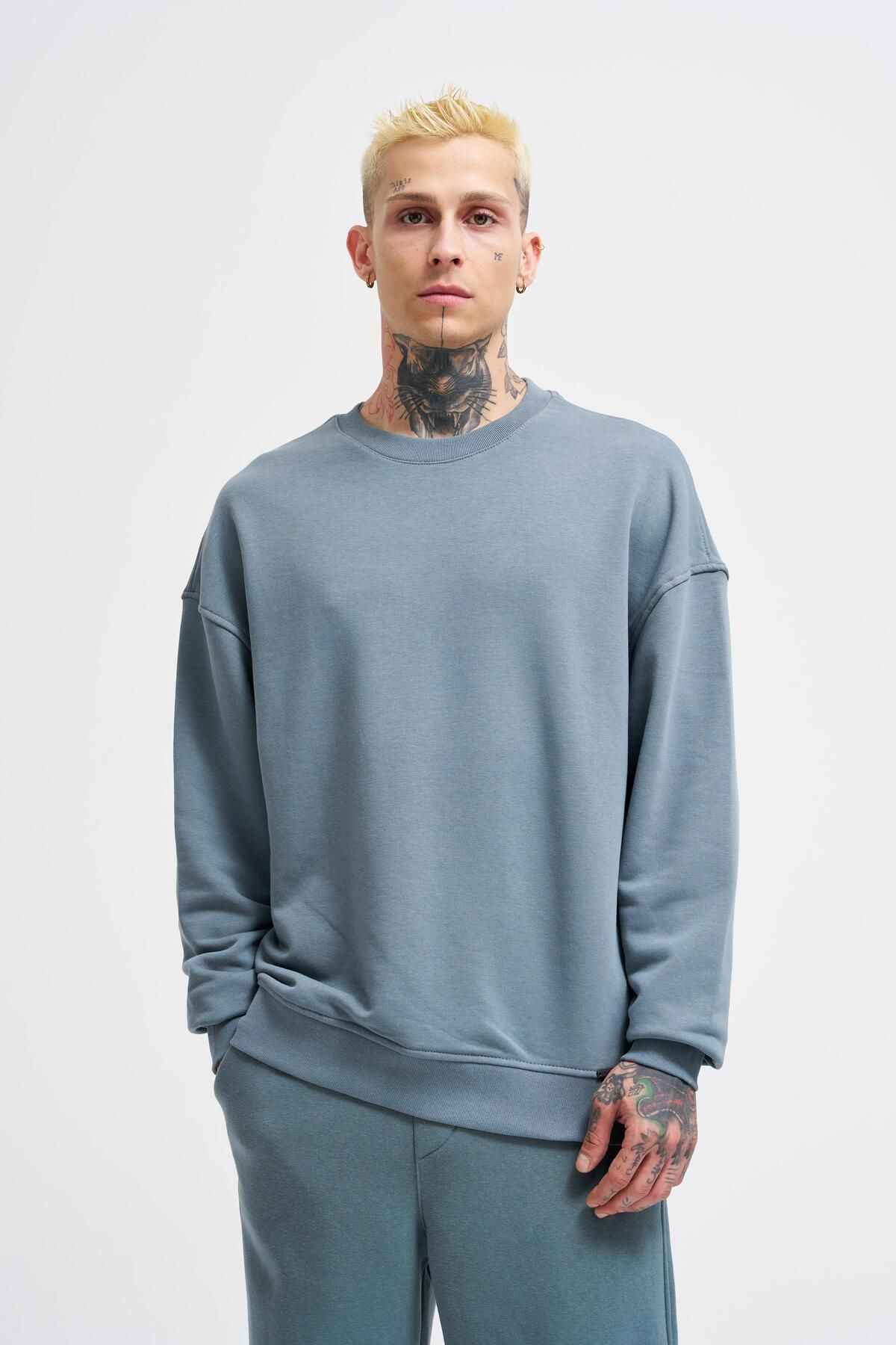 سویشرت مردانه پایه جامد خاکستری روشن