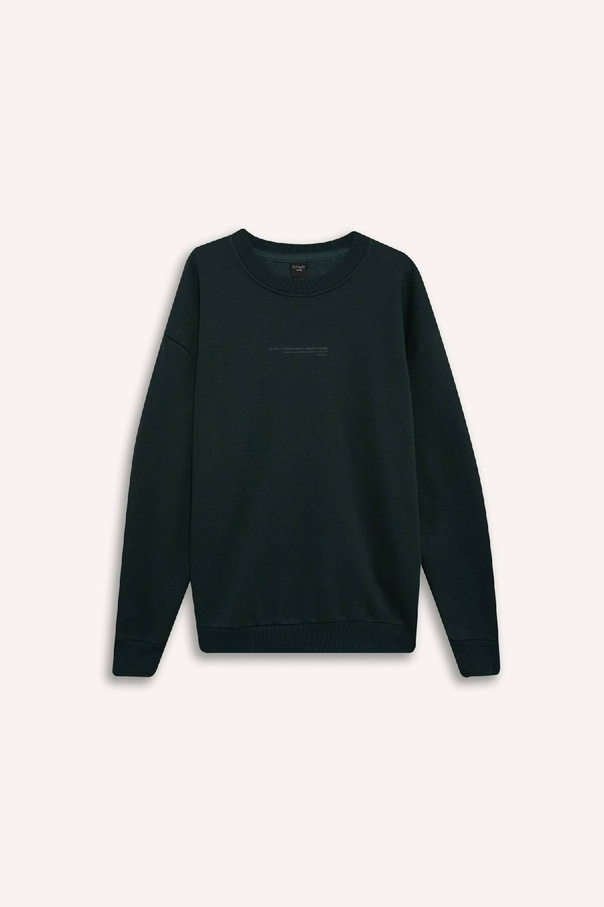 سویشرت طرح دار با یقه باکس سیاه X8282az24au