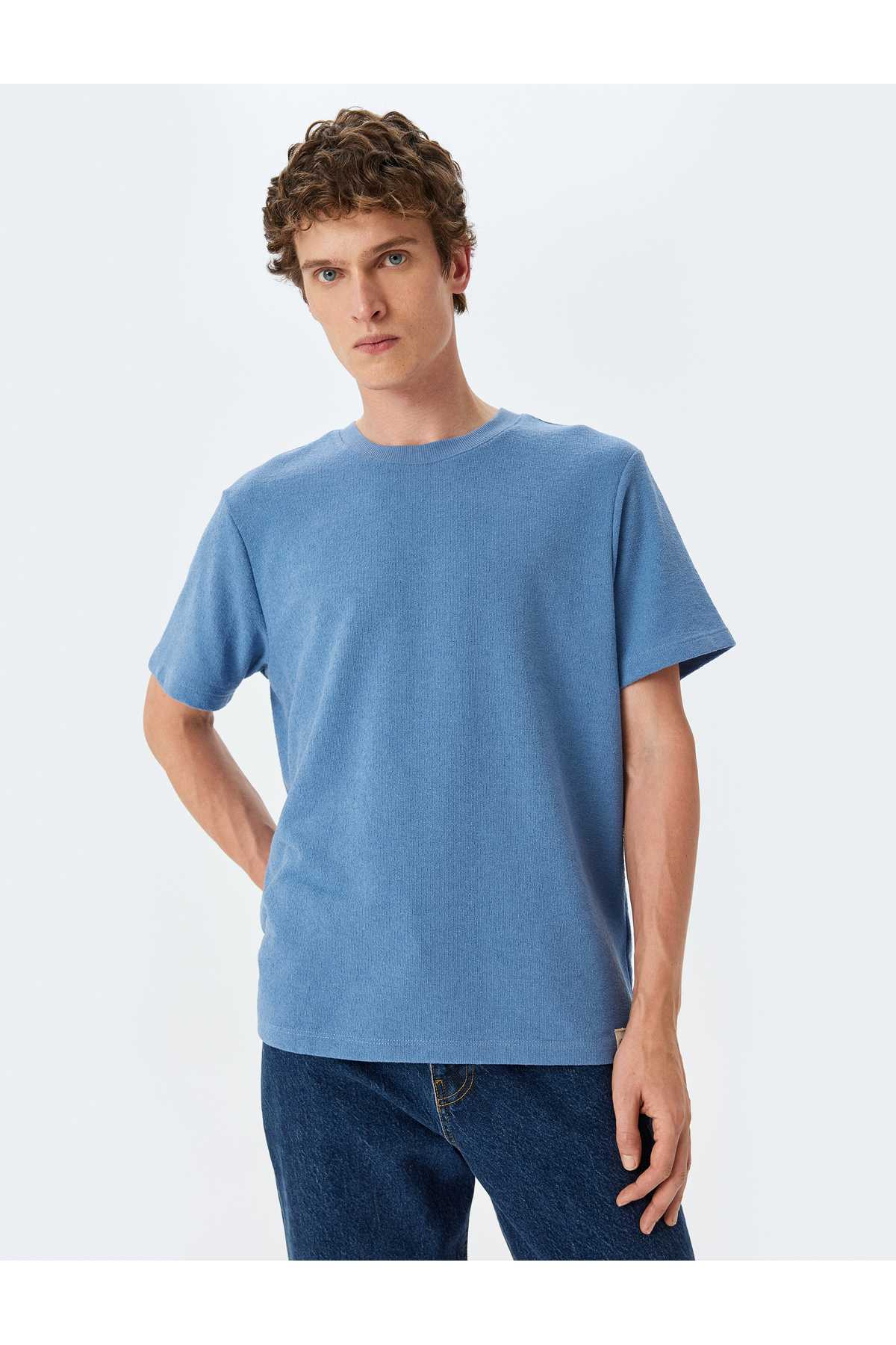 لیبل آستین کوتاه یقه دوچرخه به تفصیل T -Shirt