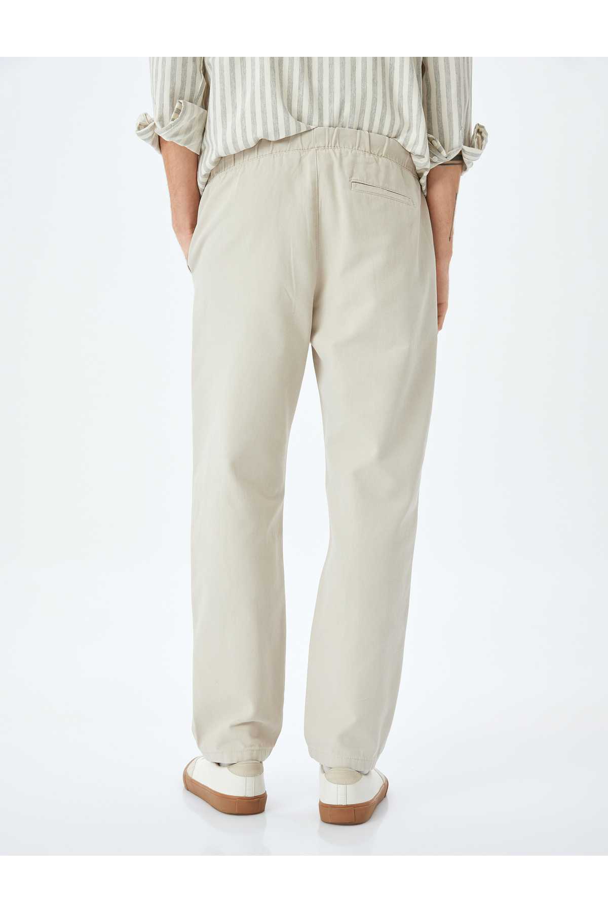 کمر فاقد جزئیات جیب شلوار پنبه چینو