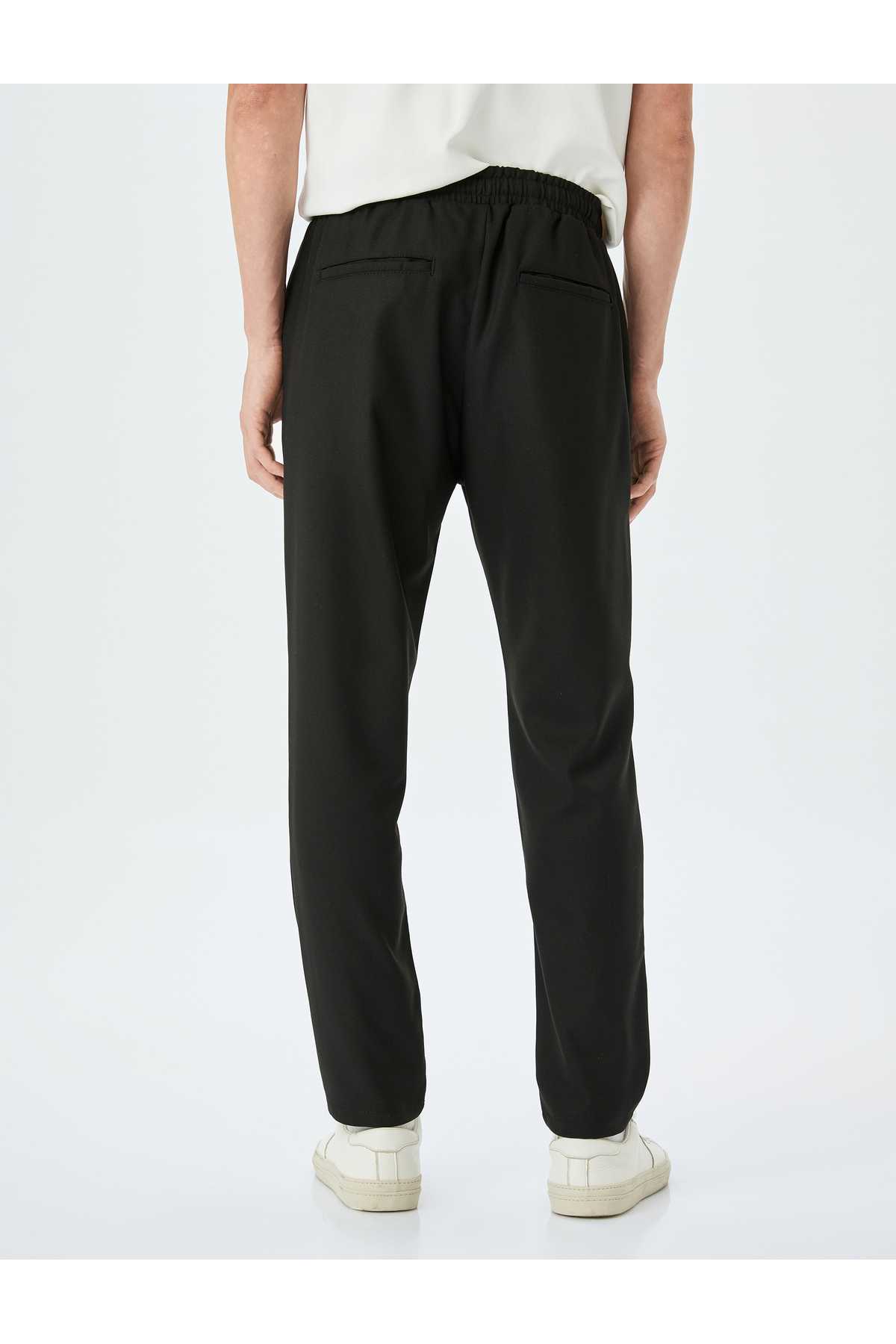 شلوار ترکیبی ویسکوز باریک با جزئیات جیب و کمربند