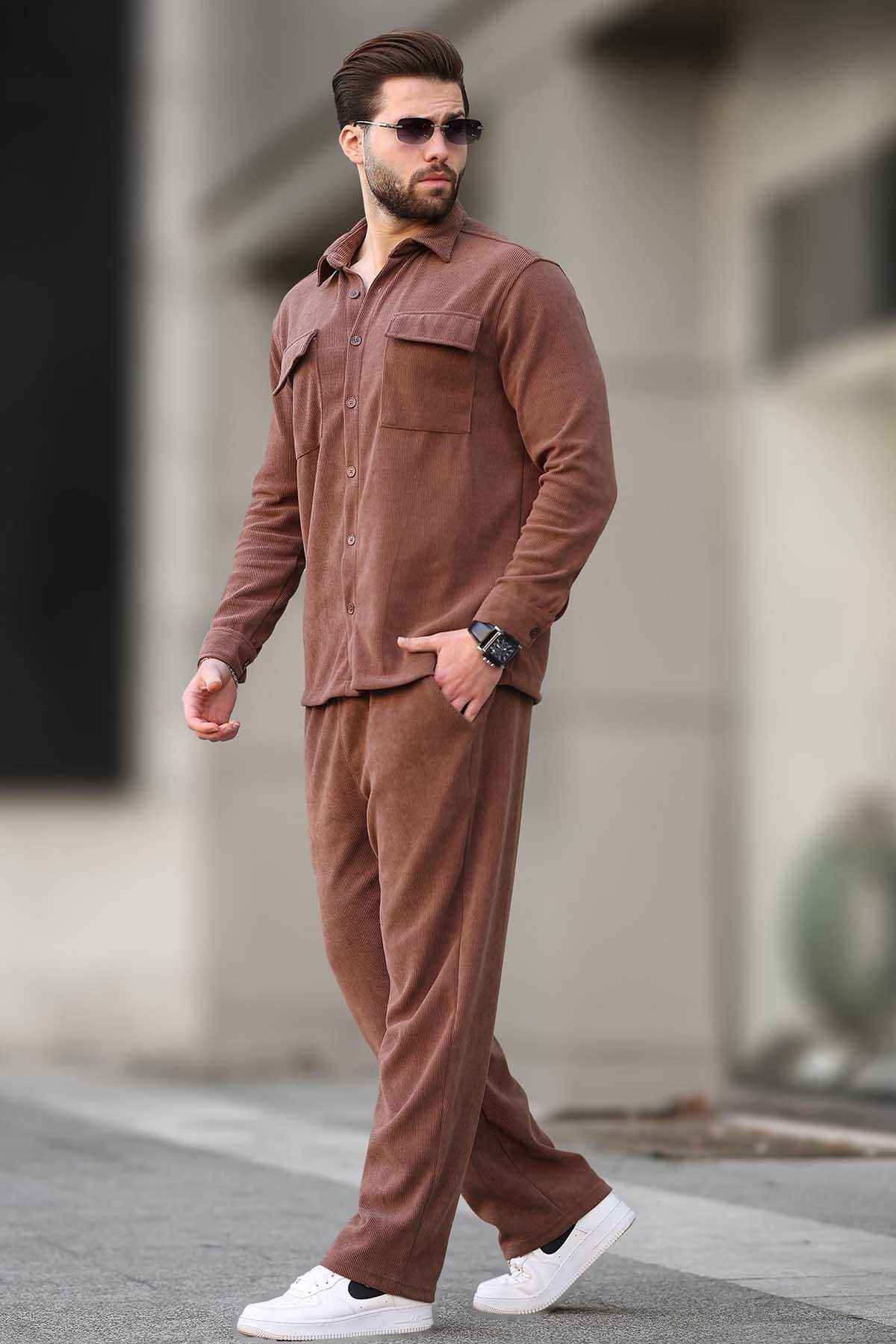 مجموعه پیراهن مردان مخملی شتر