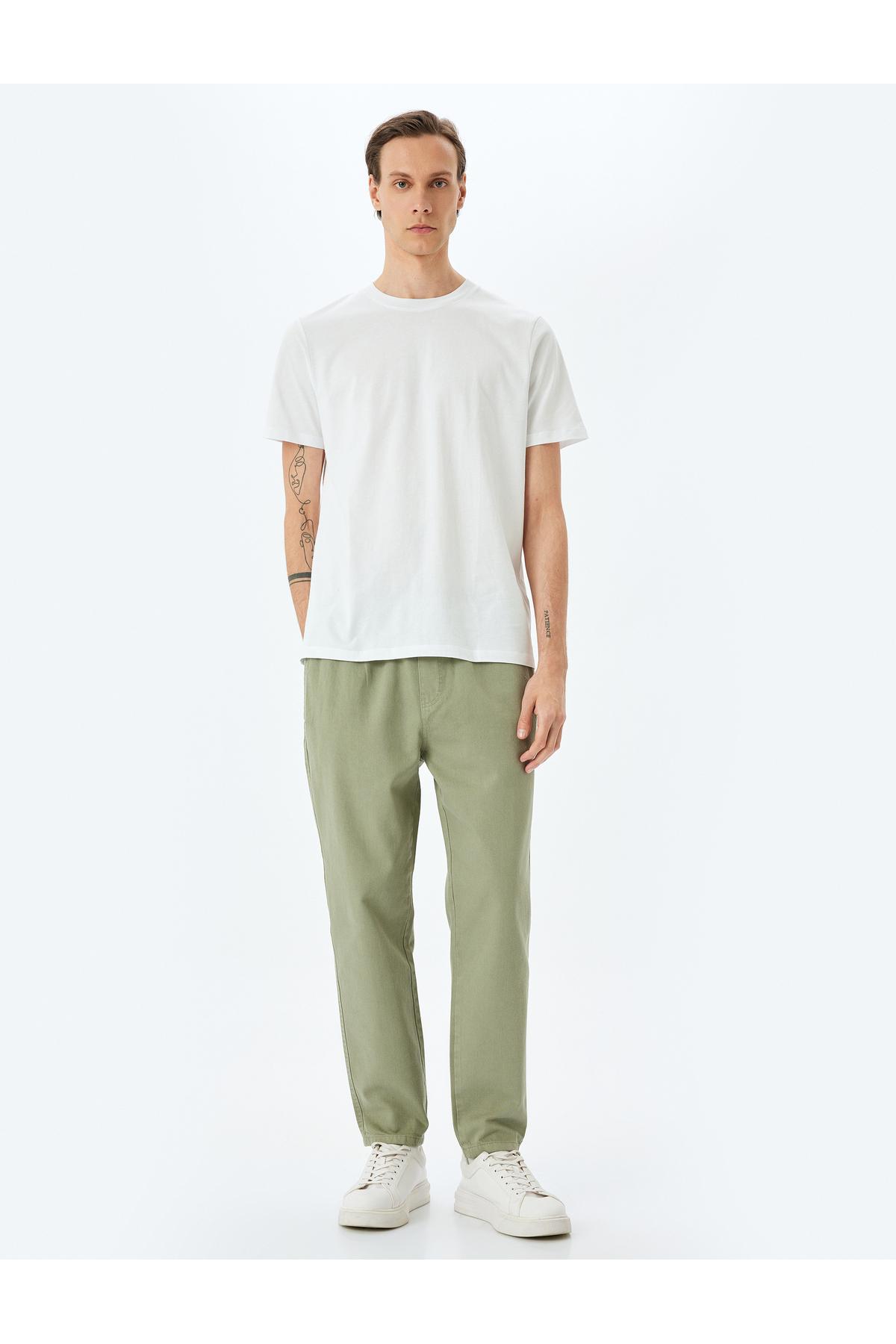 شلوار کمری معمولی با کمر راست با کراوات نخی