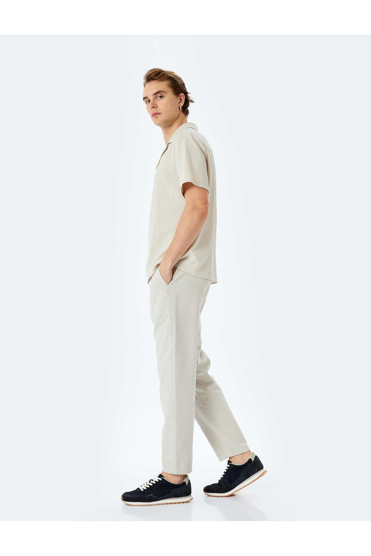 کمر فاقد جزئیات جیب شلوار پنبه چینو