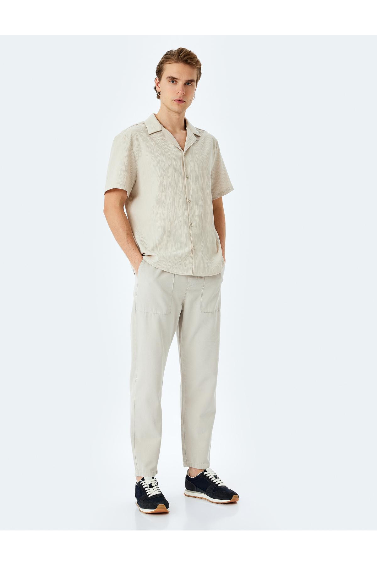 کمر فاقد جزئیات جیب شلوار پنبه چینو