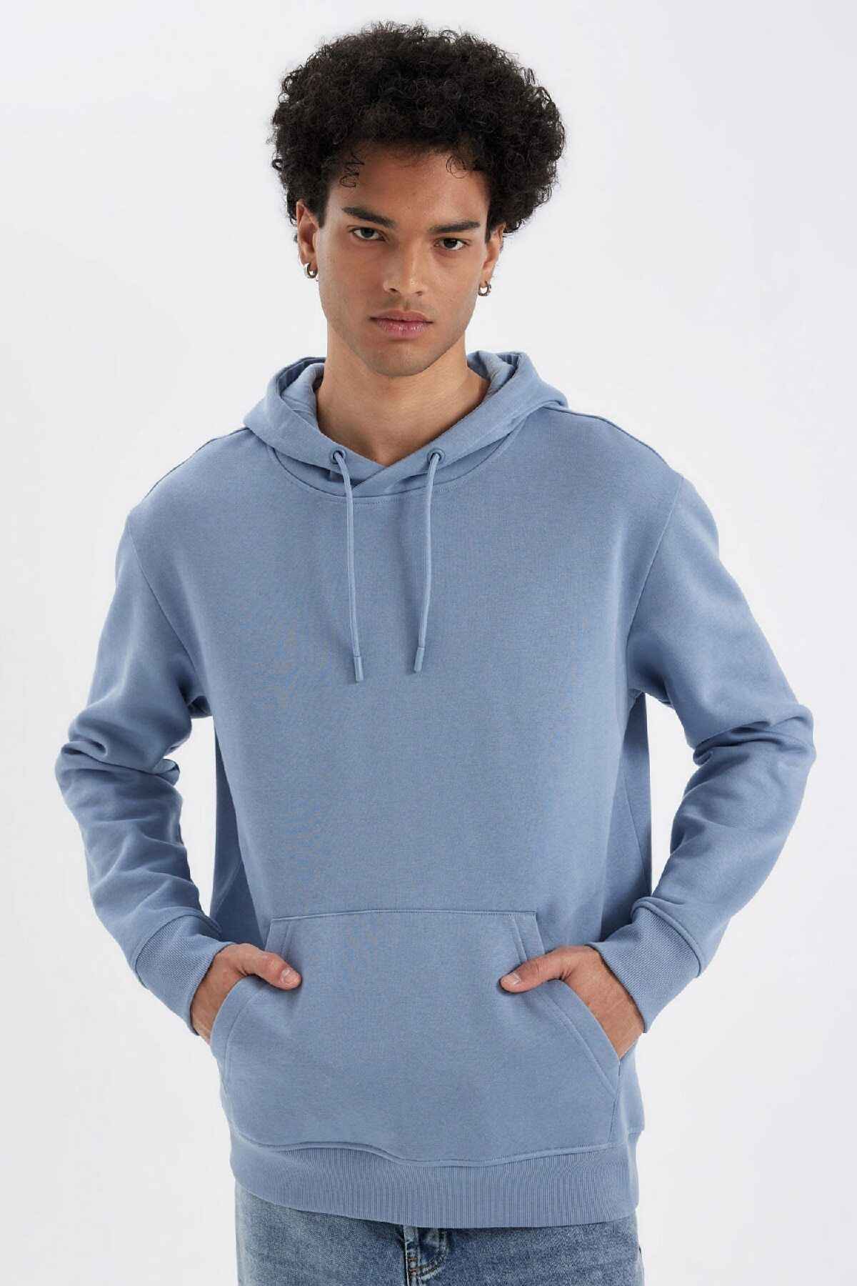 سویشرت ساده ساده کلاهدار با جیب قهوه ای و داخل آن X8283az24au