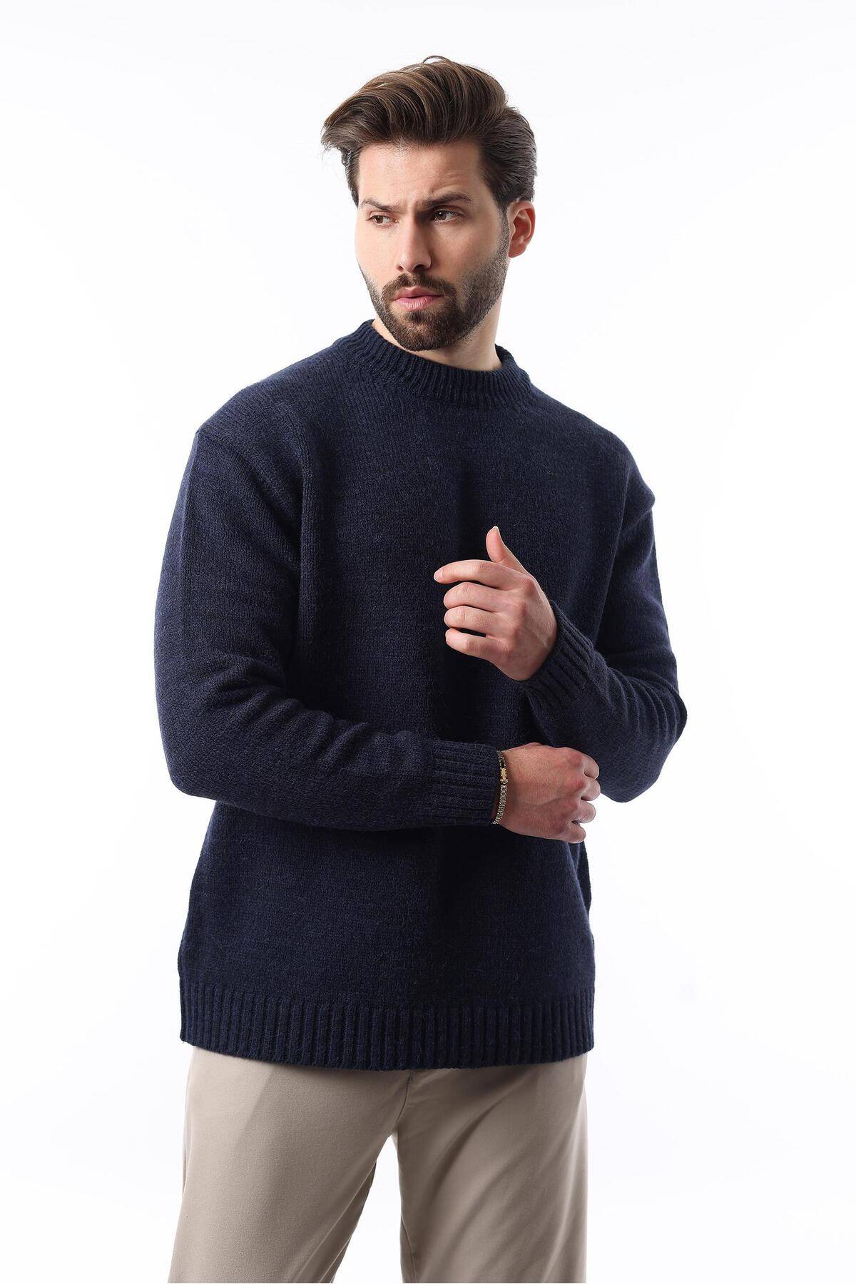 ژاکت بافتنی مردانه یقه کروی خاکستری