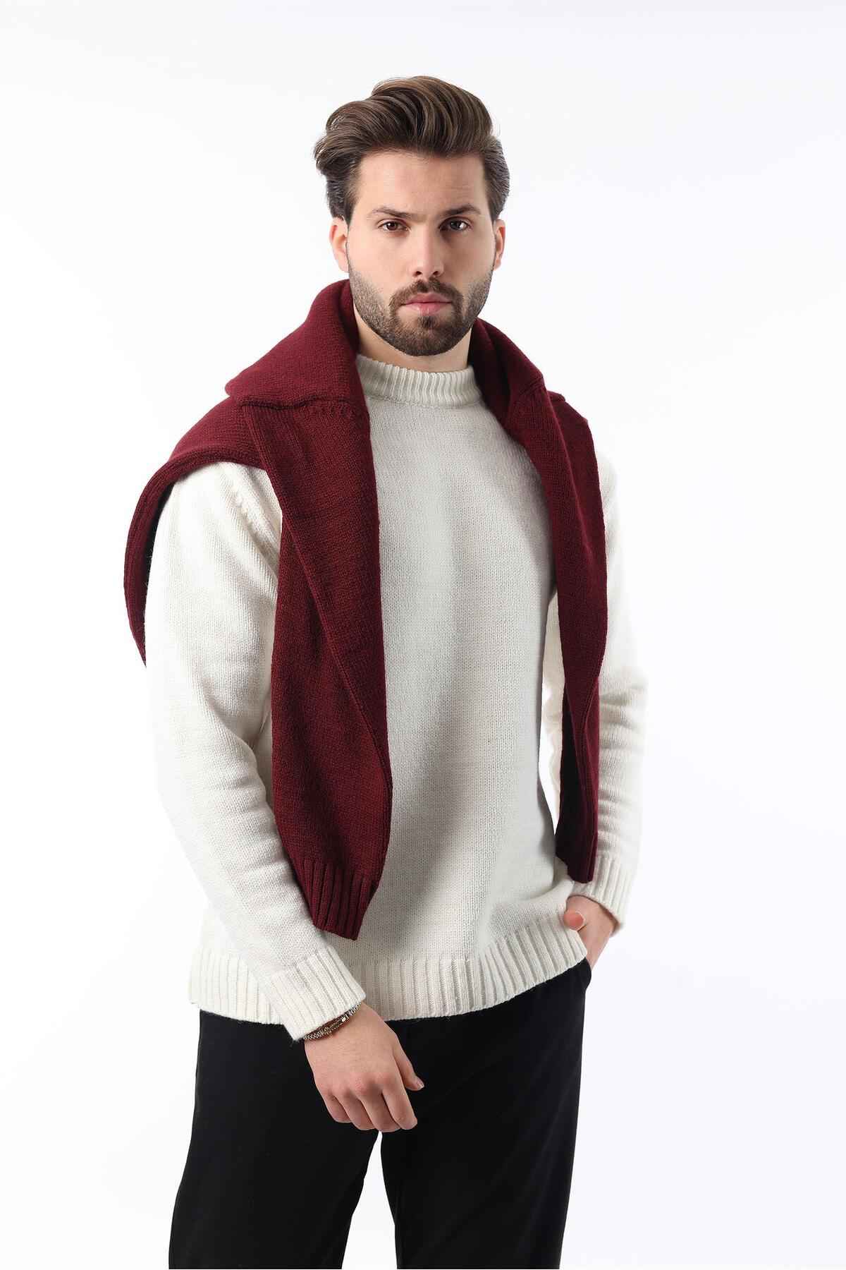 ژاکت بافتنی مردانه یقه کروی خاکستری