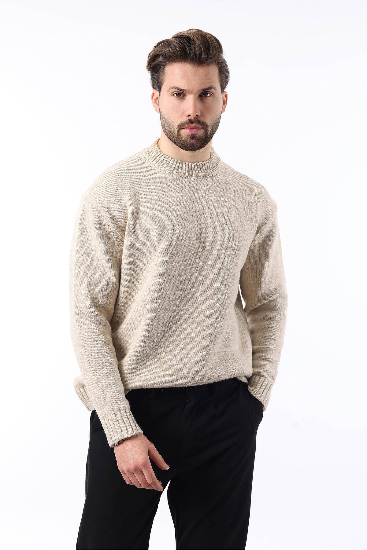 ژاکت بافتنی مردانه یقه کروی خاکستری