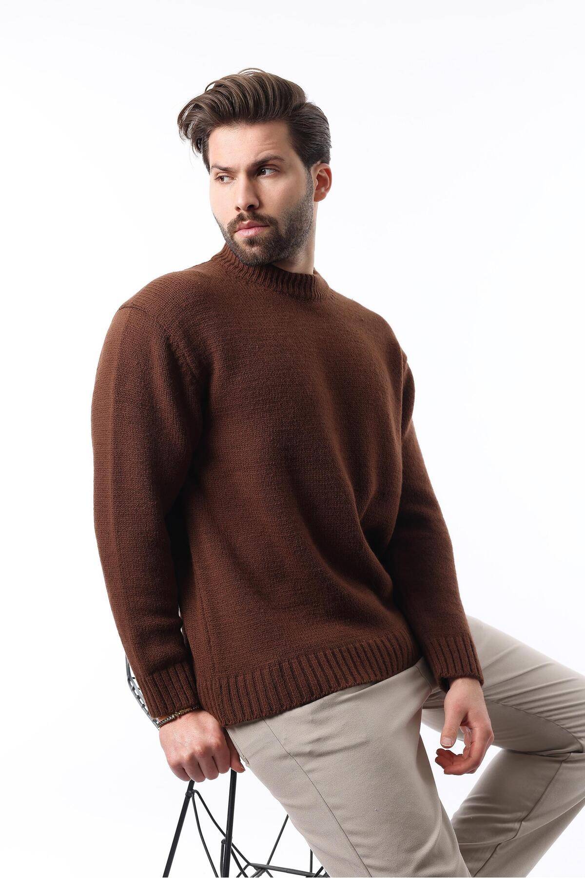 ژاکت بافتنی مردانه یقه کروی خاکستری