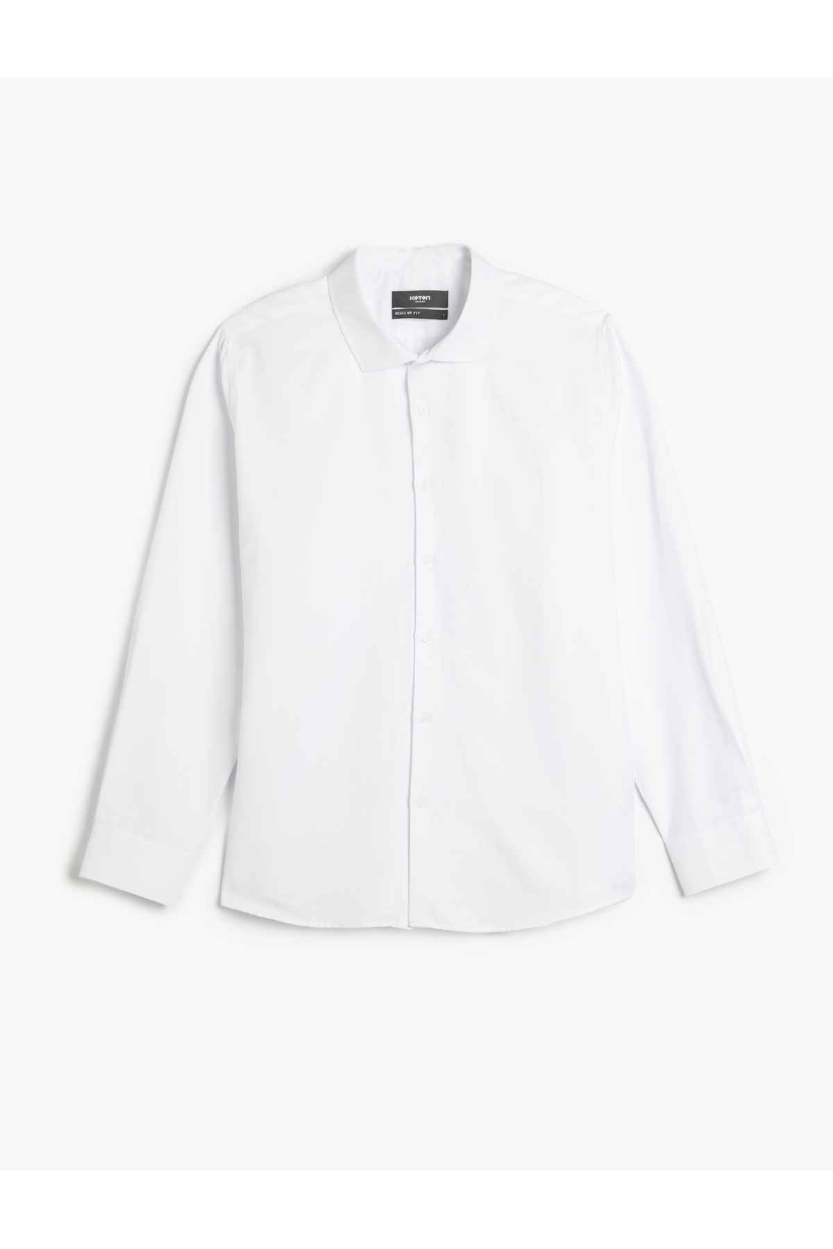 پیراهن یقه ایتالیایی آستین بلند کلاسیک ترکیبی نخی