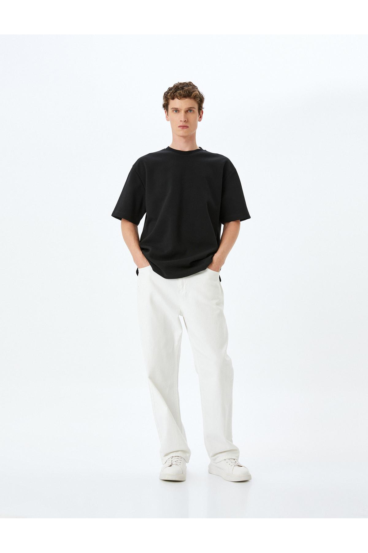 آستین کوتاه پنبه یقه دوچرخه T -Shirt