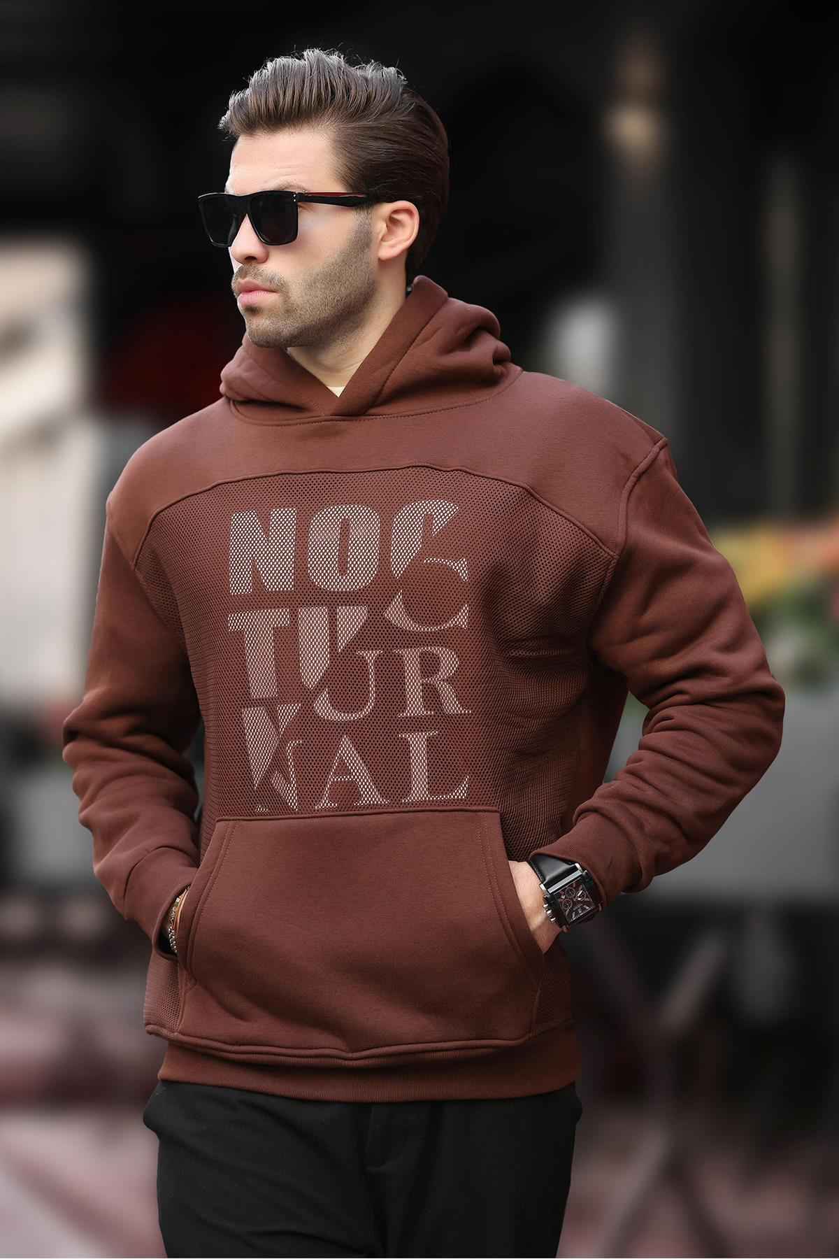 سویشرت مردانه کلاهدار مشکی با جزئیات جیبی