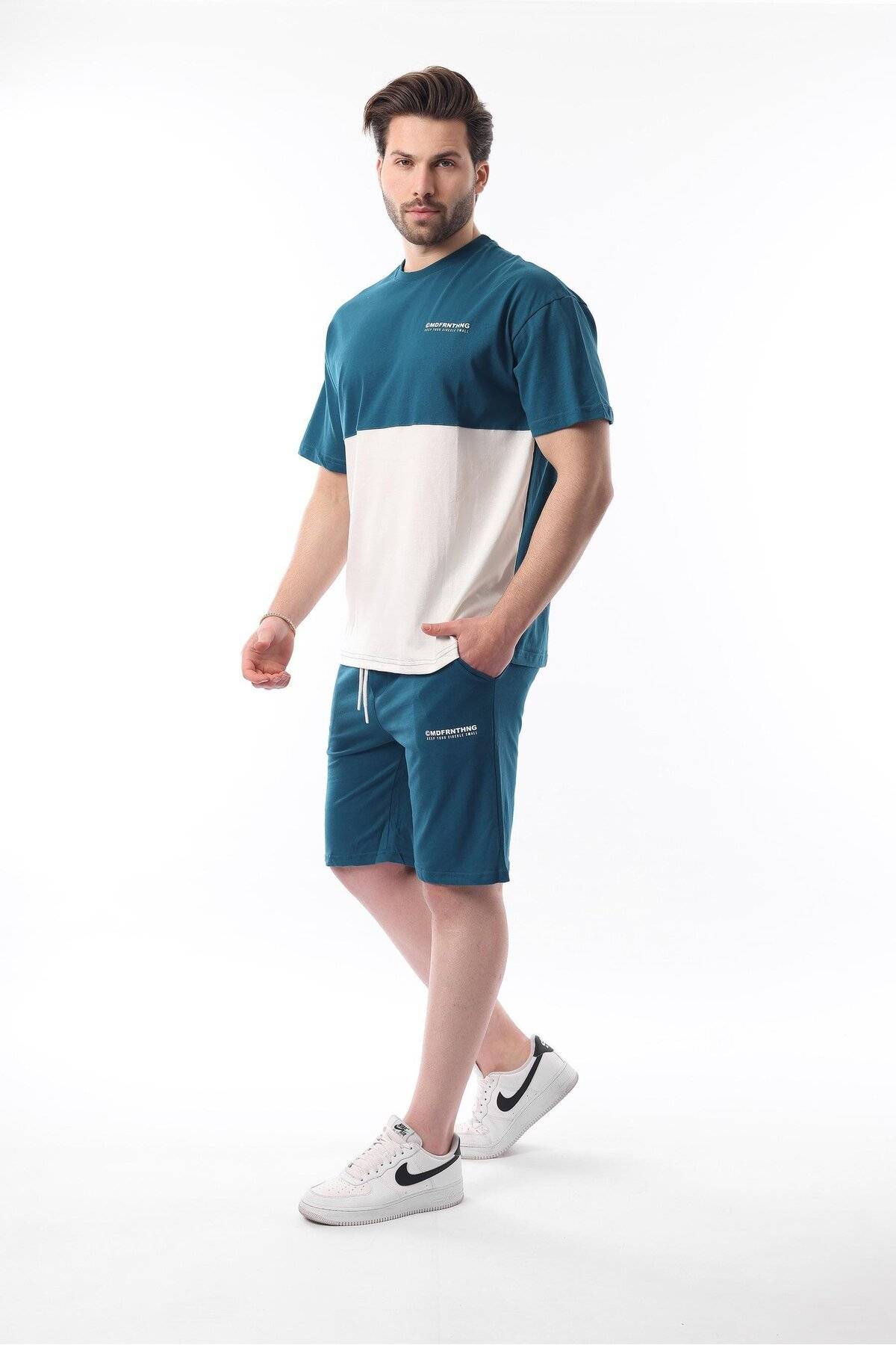 بلوک رنگ چاپی آبی چاپ شده نفتی شلوار کمر قابل تنظیم