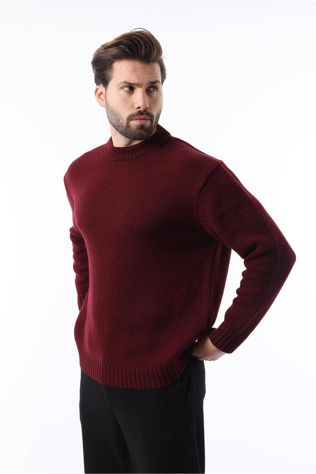 ژاکت بافتنی مردانه یقه کروی خاکستری