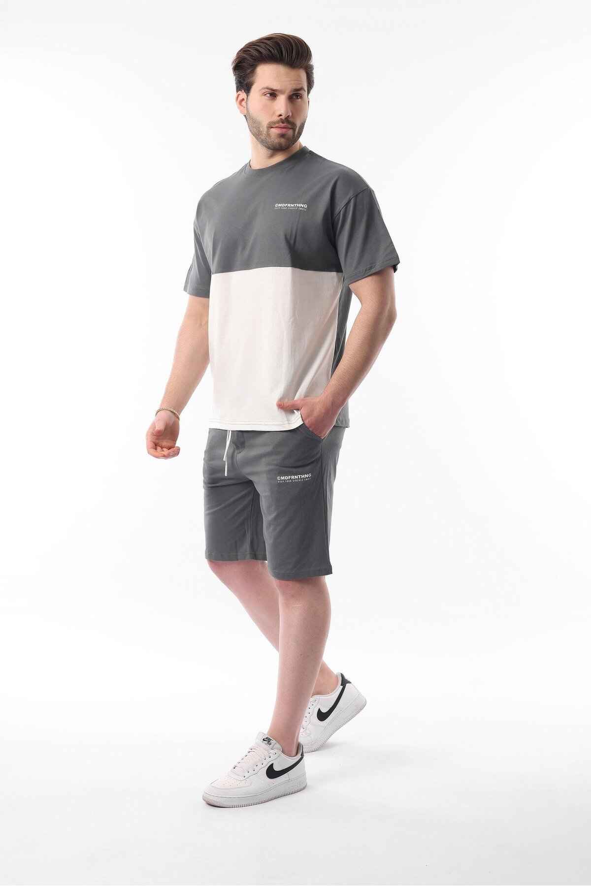 بلوک رنگ چاپی آبی چاپ شده نفتی شلوار کمر قابل تنظیم