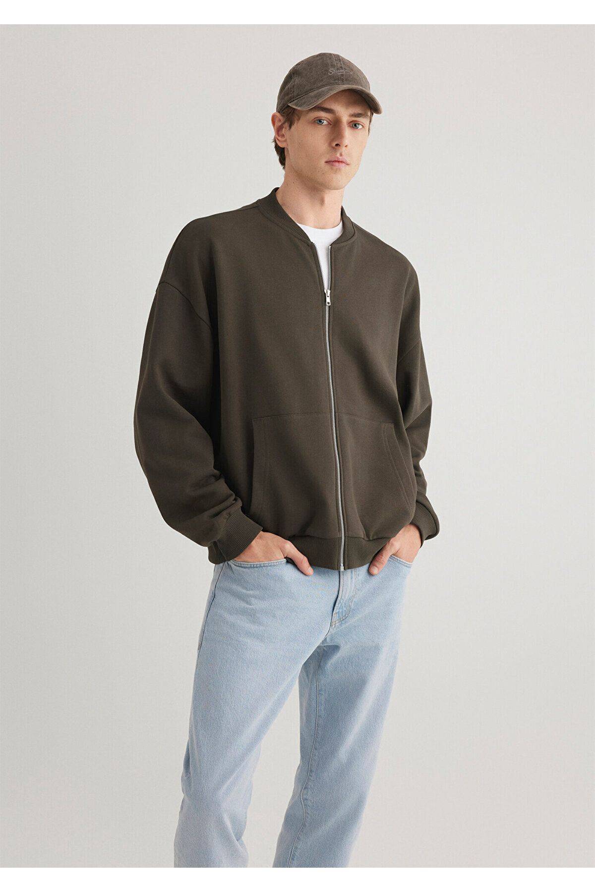 Zipper Haki Sweatshirt 0S10316-71587