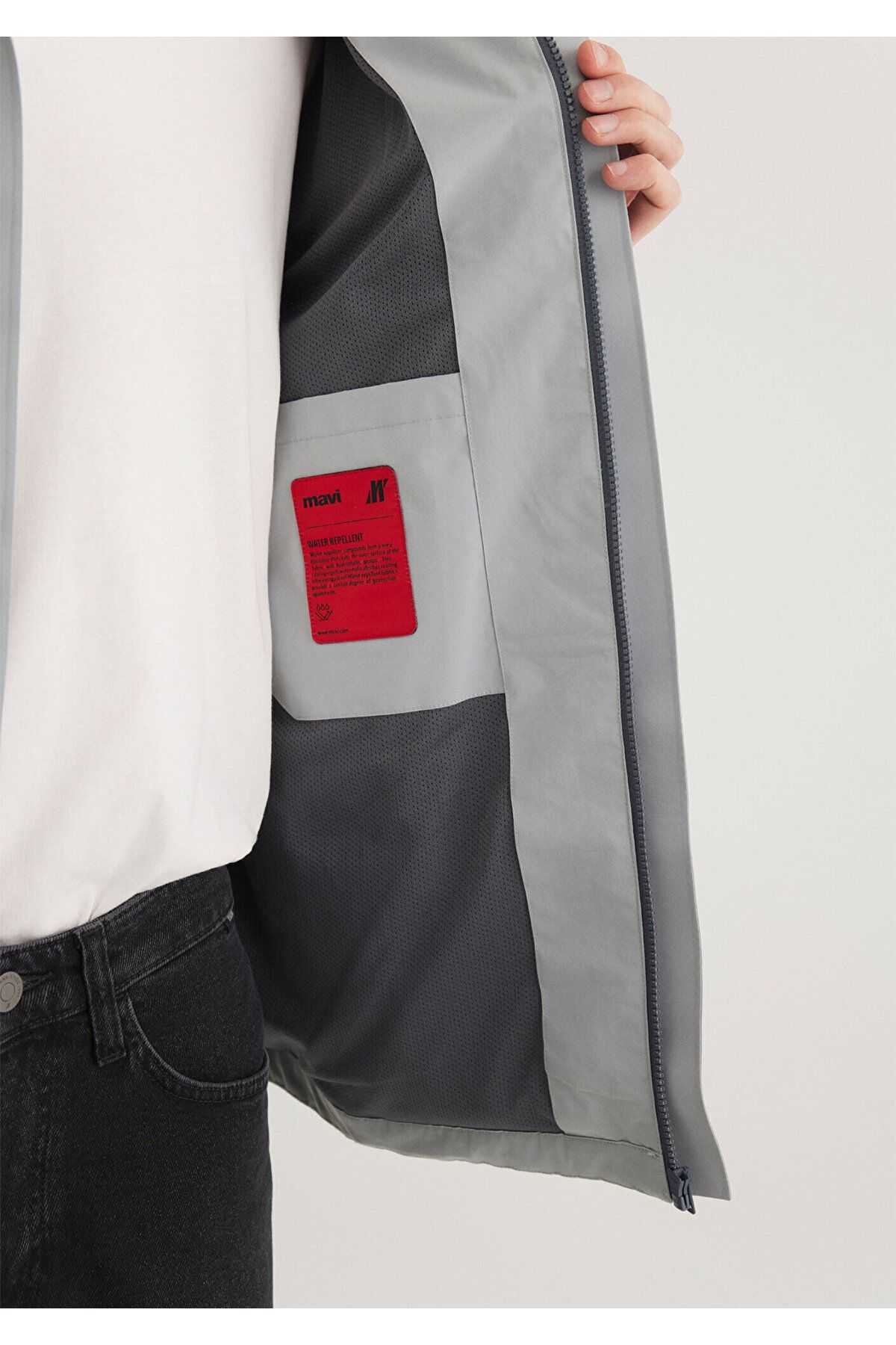 کاپشن خاکستری کلاهدار تناسب منظم / برش معمولی -70093