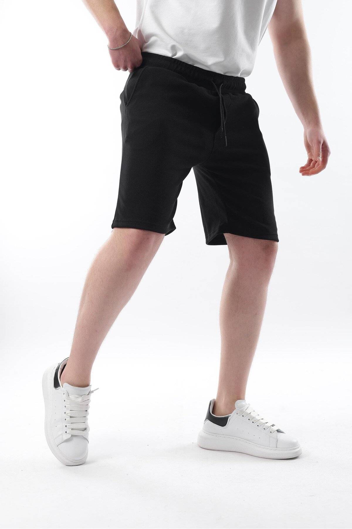 شورت مردانه آبی ناوی با جیب های کمری قابل تنظیم