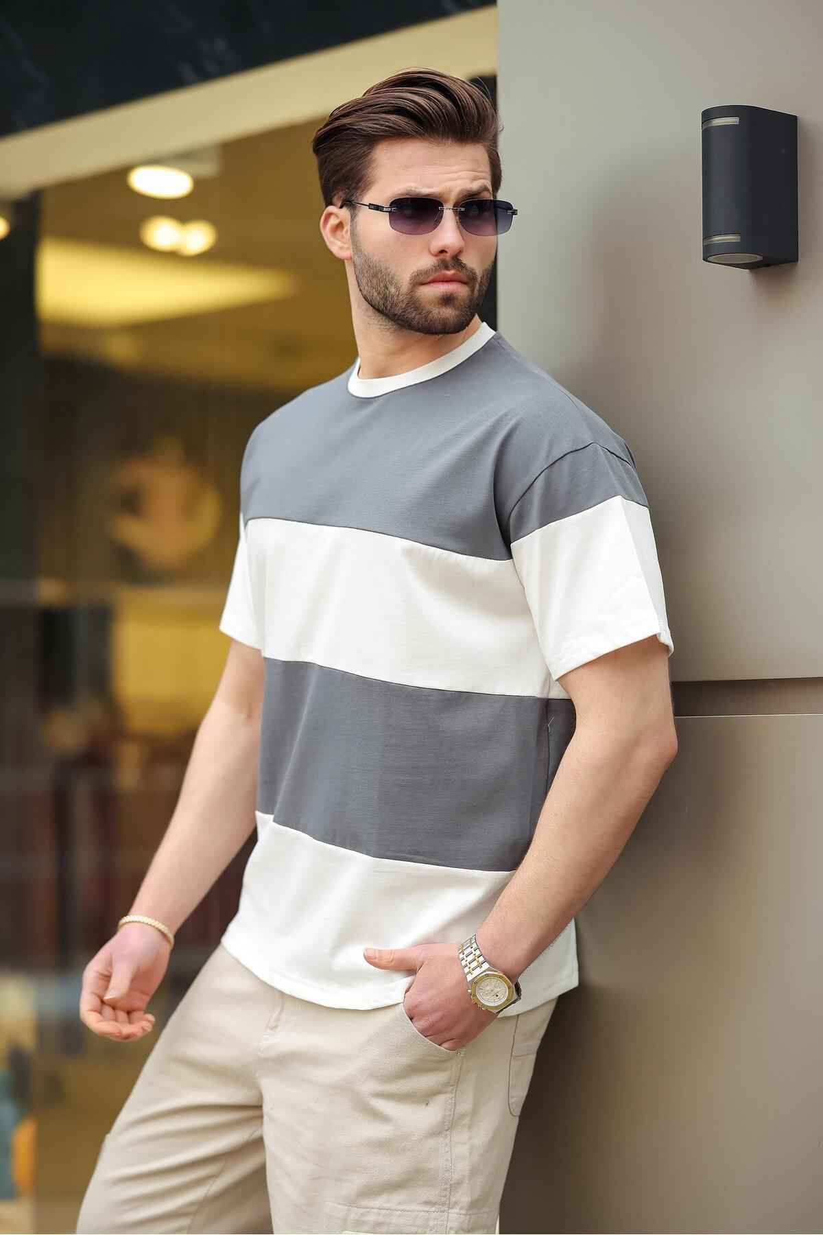 تیشرت یقه ای با رنگ بلوک شده مشکی