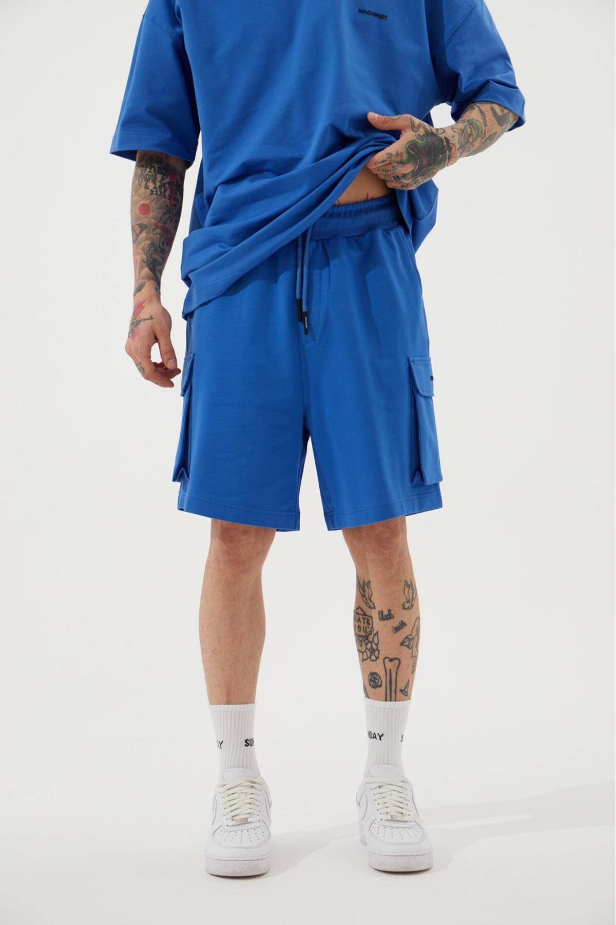 شورت کرمی مردانه با جیب باری