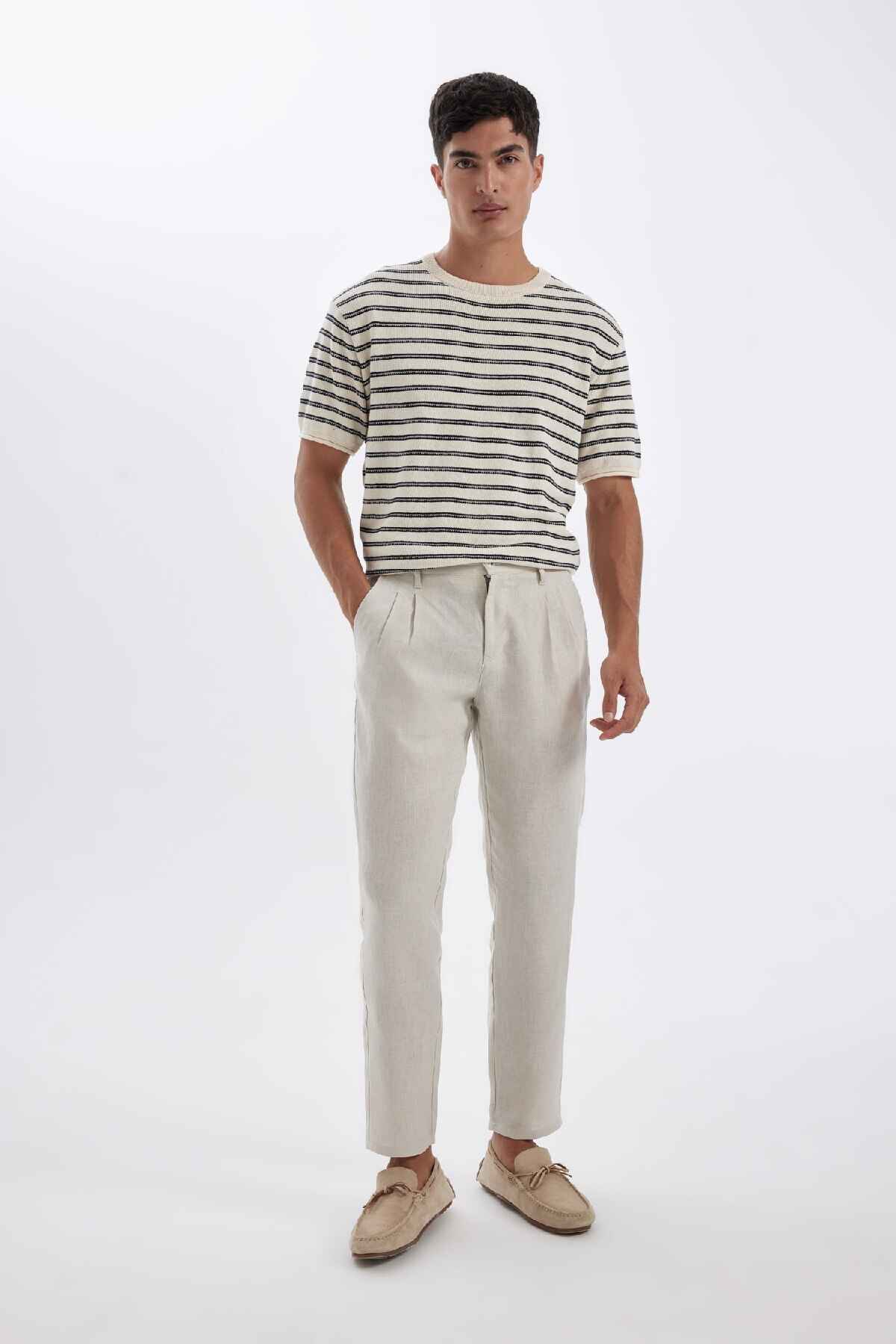 شلوار کتان دو پا را برش دهید