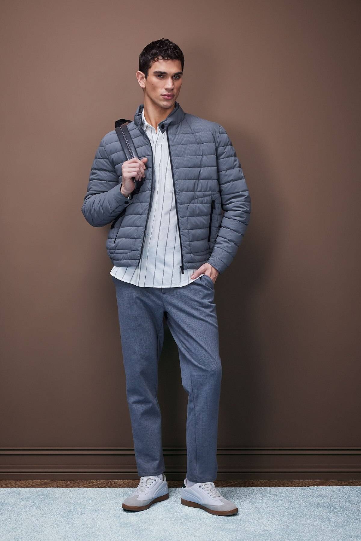 شلوار پارچه برش معمولی مناسب و مناسب ، جیب مسطح اصلی D9084AX24WN