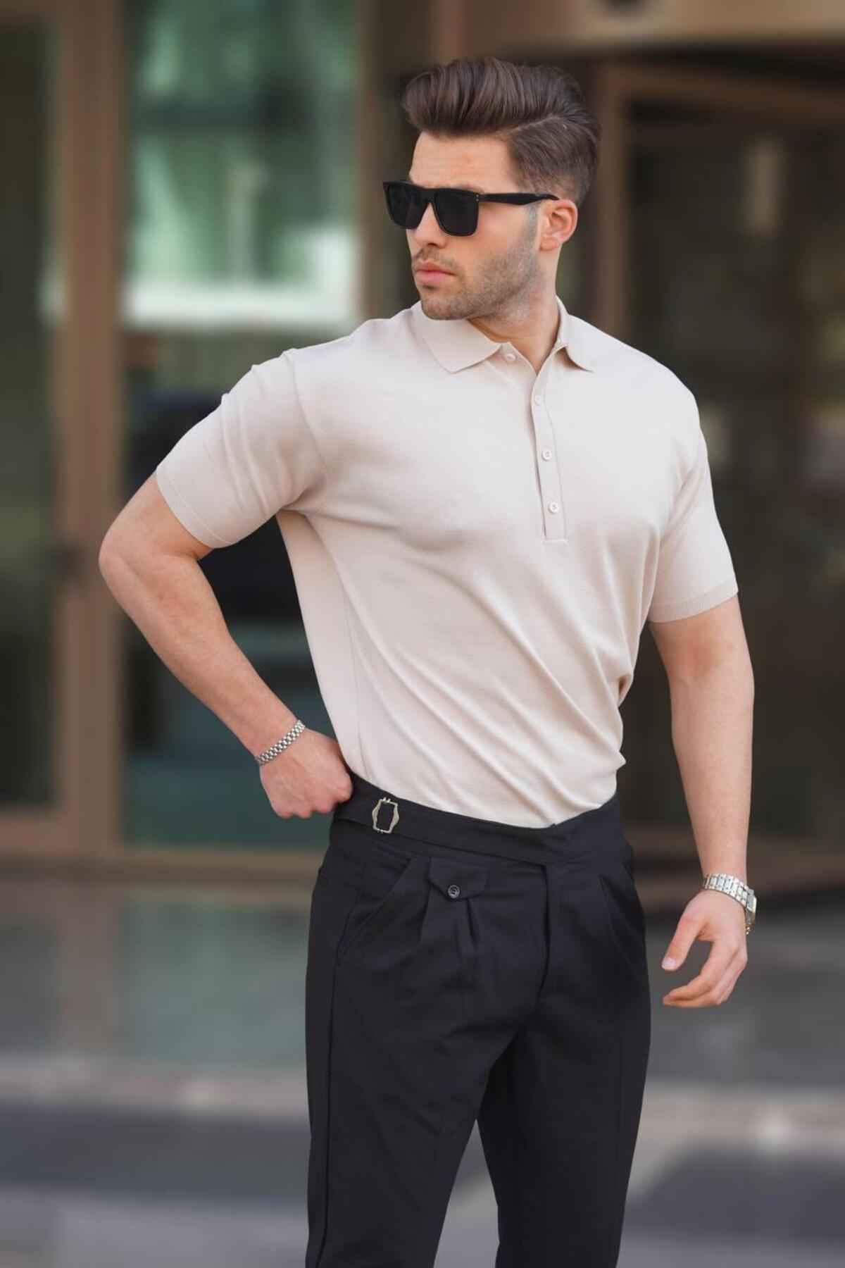 تیشرت ساده یقه پولو مردانه طوسی