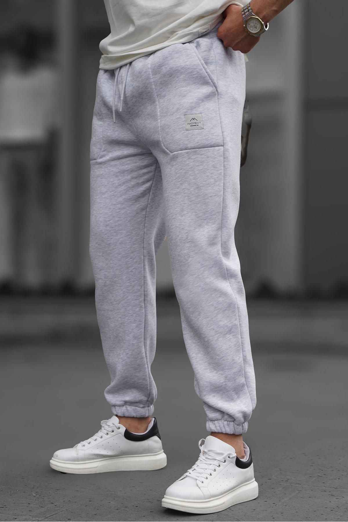 شلوار ورزشی ساده مردانه جیبی خاکستری رنگ شده