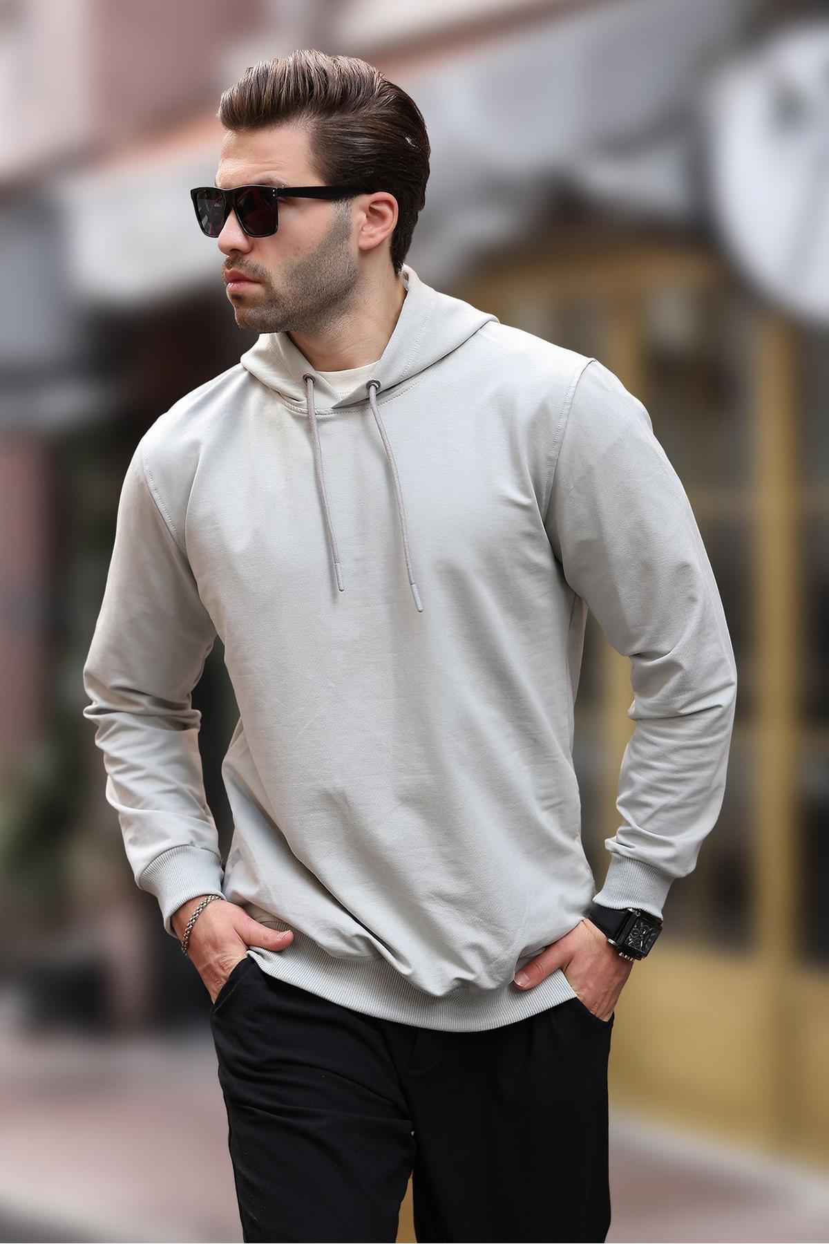 سویشرت مردانه سرپوش خاکستری