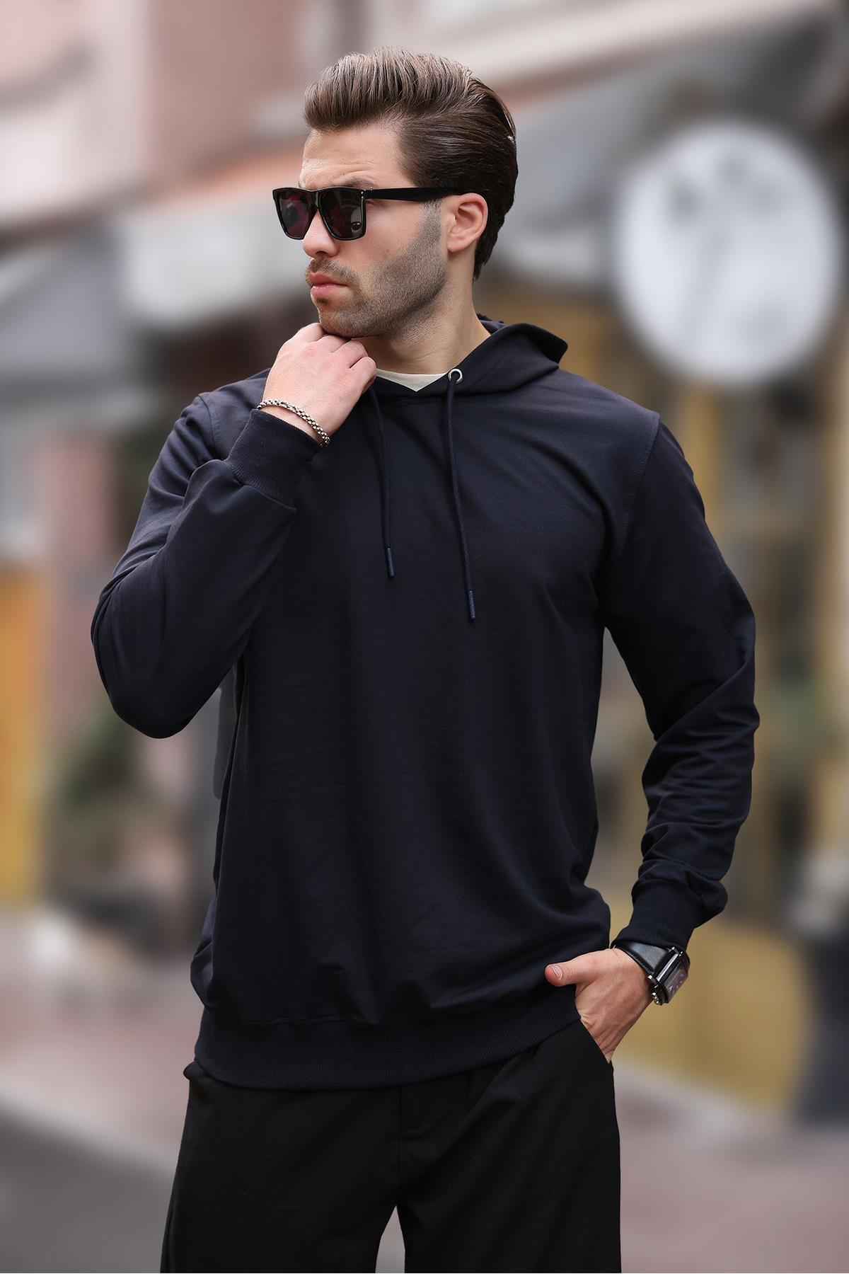 سویشرت مردانه سرپوش خاکستری