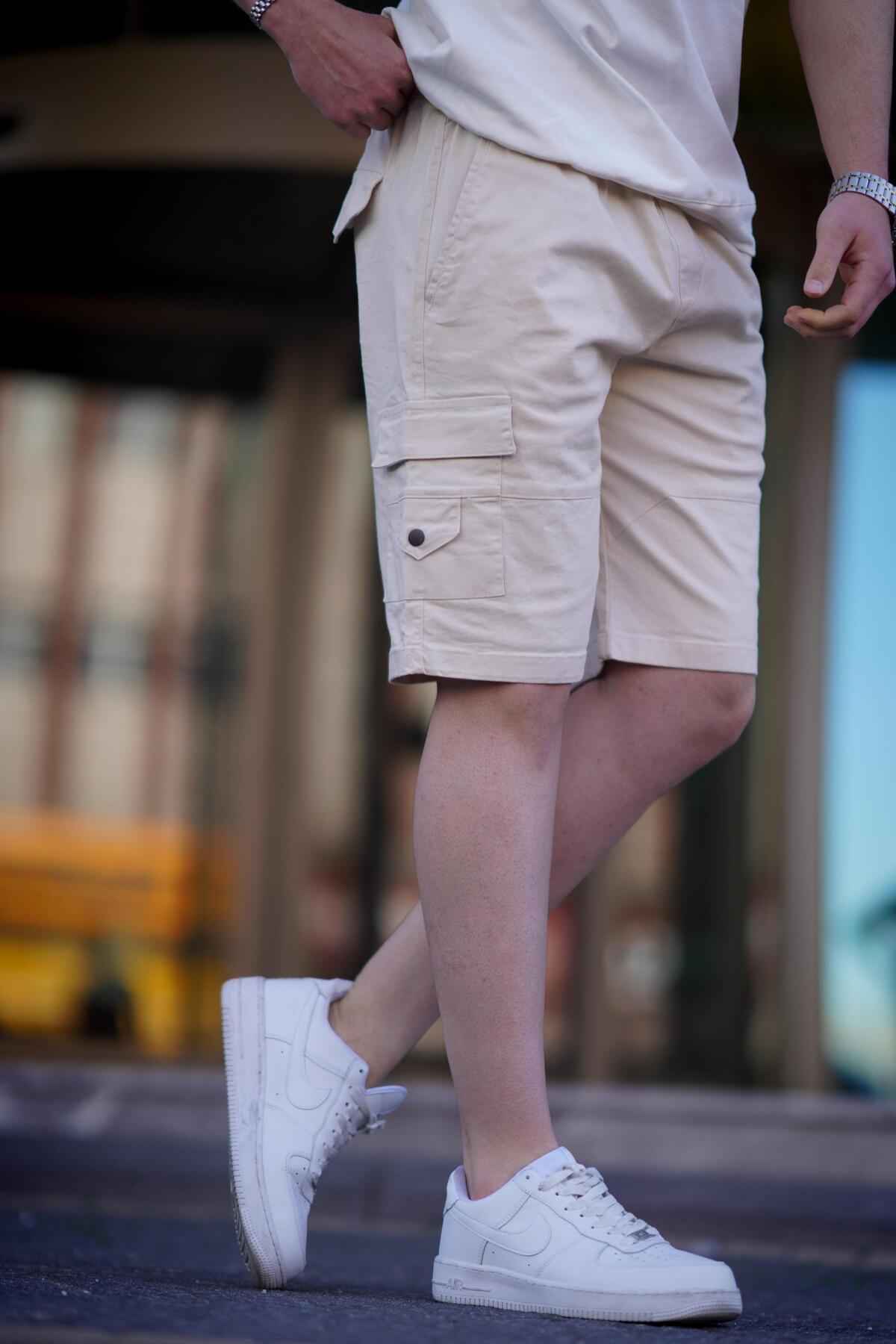 شورت کاپری مردانه جیبی مشکی کارگو