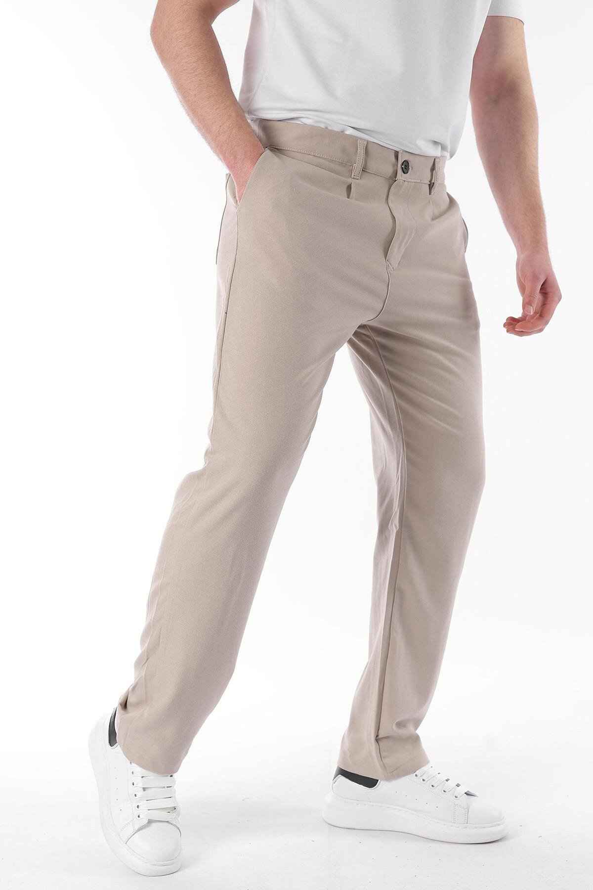 شلوار مردانه برش مستقیم با تناسب معمولی خاکستری با جیب های کناری