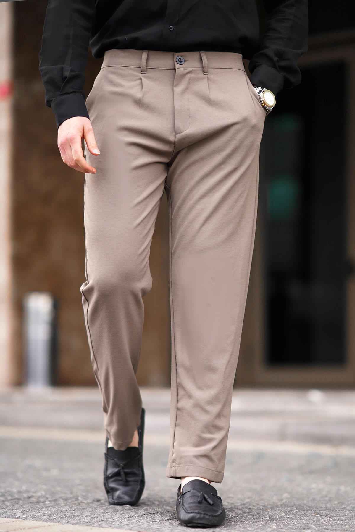 شلوار مردانه برش مستقیم با تناسب معمولی خاکستری با جیب های کناری