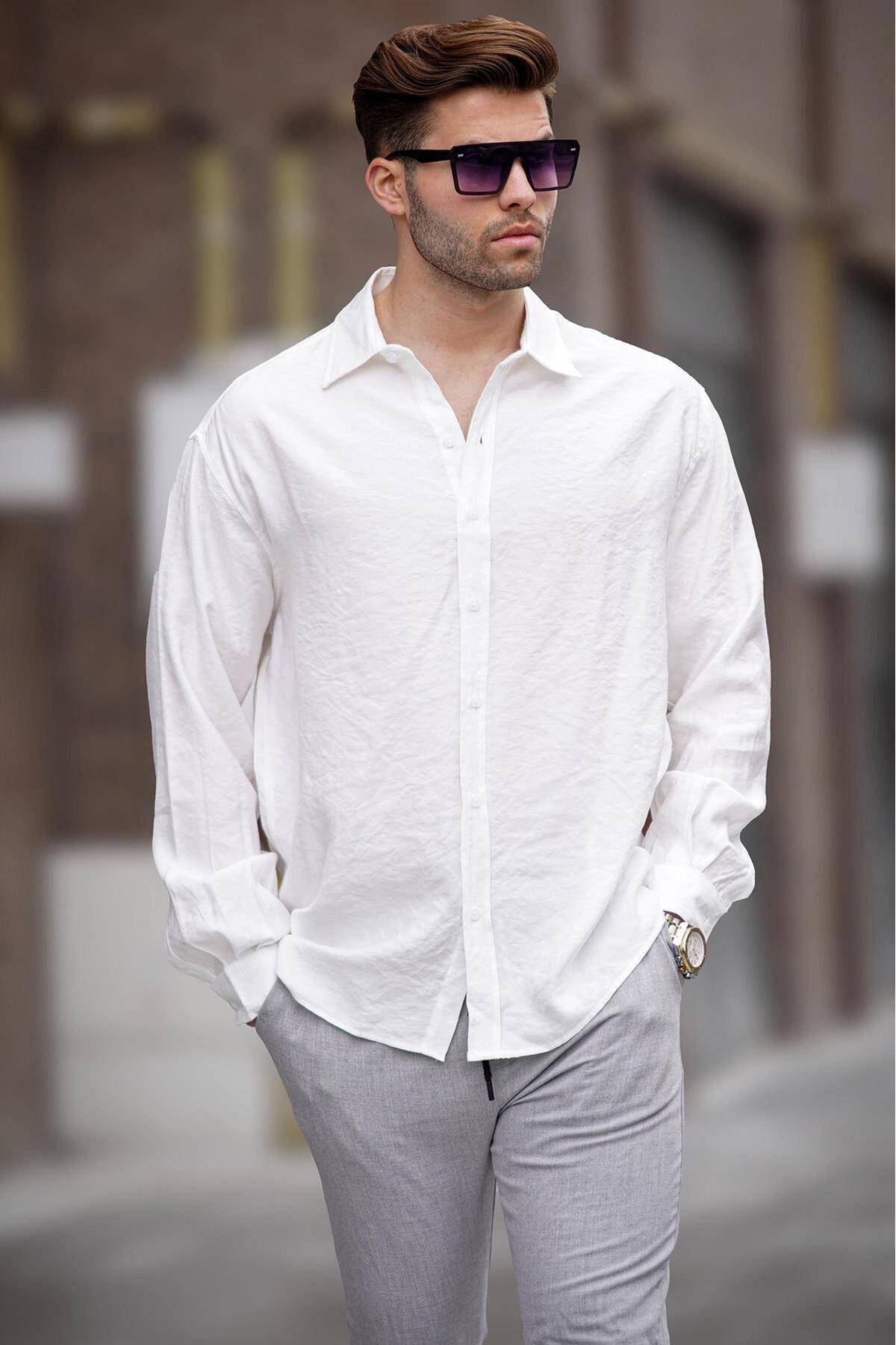 پیراهن مردانه آستین بلند آبی سایز بزرگ