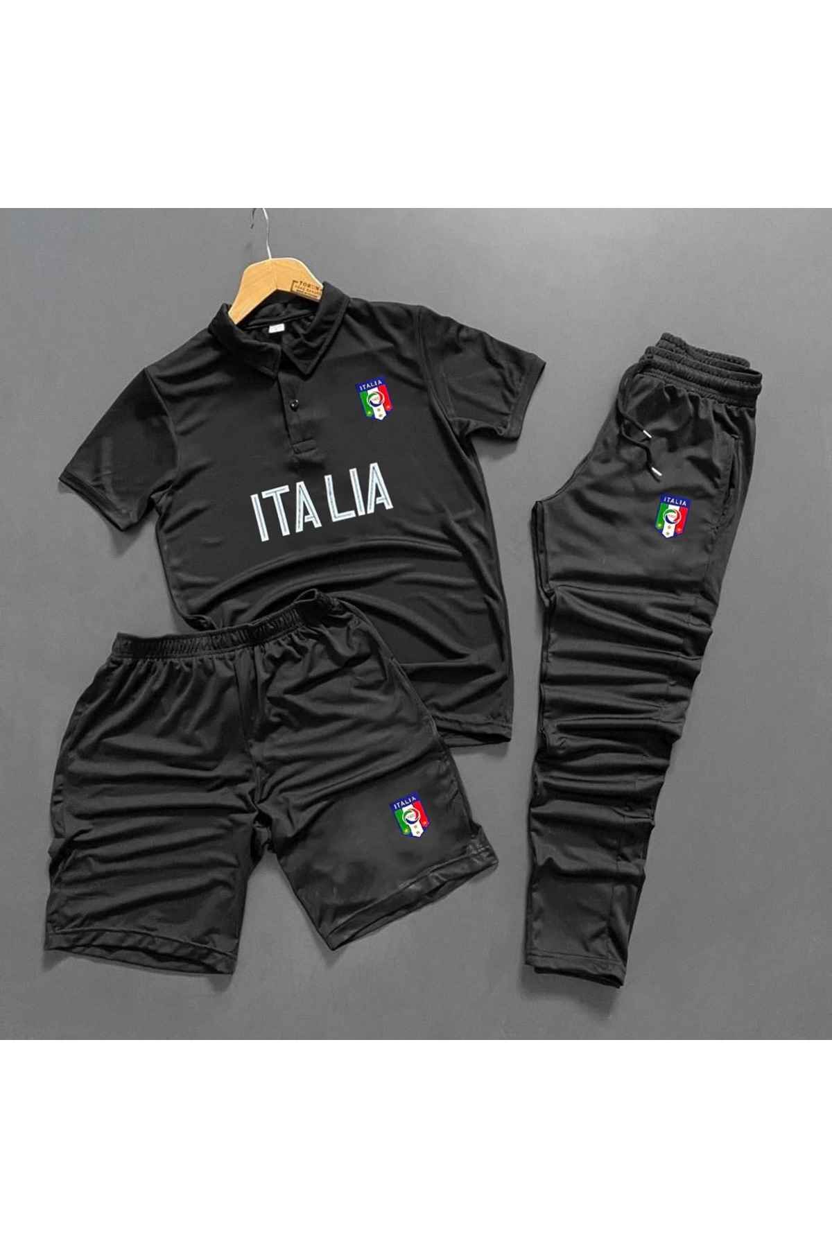 ست لباس ورزشی یقه اسکوبا پولو مشکی