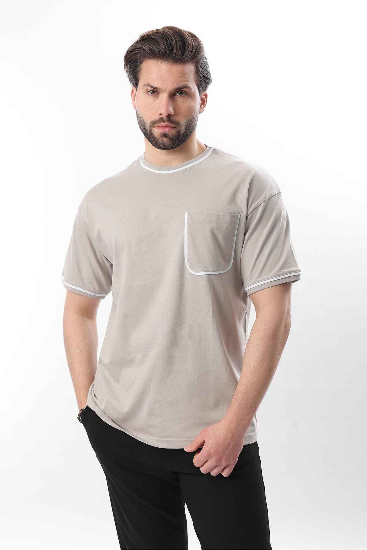 تیشرت مردانه سبز نعنایی با جزئیات جیبی