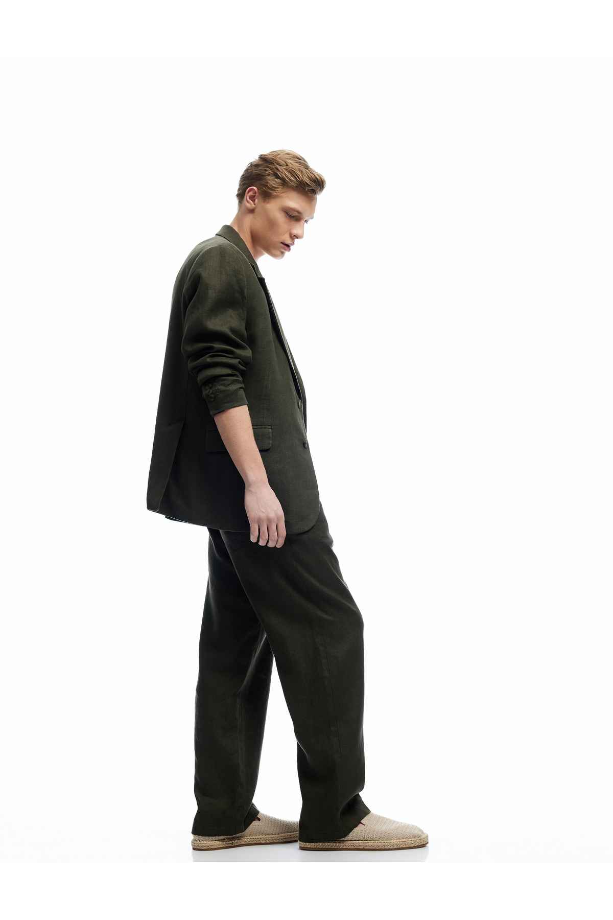 شلوار چینی کمر گره خورده کتان پنبه ای