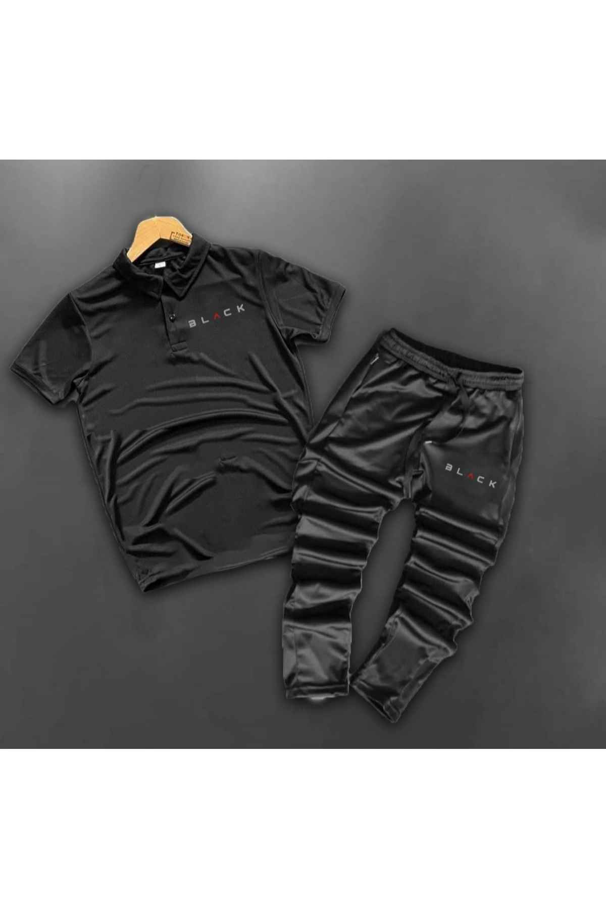 ست لباس ورزشی یقه اسکوبا پولو مشکی