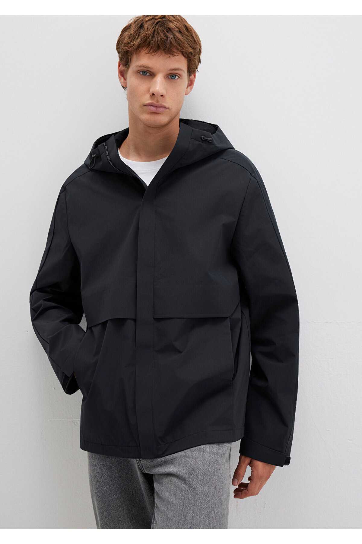 کاپشن خاکستری کلاهدار تناسب منظم / برش معمولی -70093