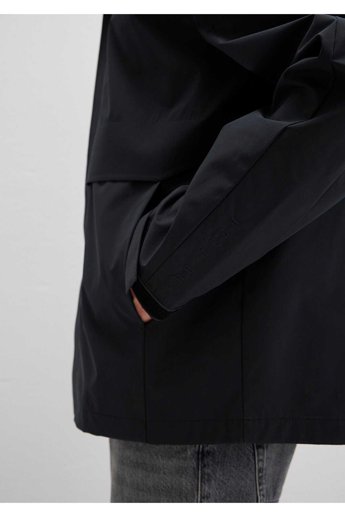 کاپشن خاکستری کلاهدار تناسب منظم / برش معمولی -70093