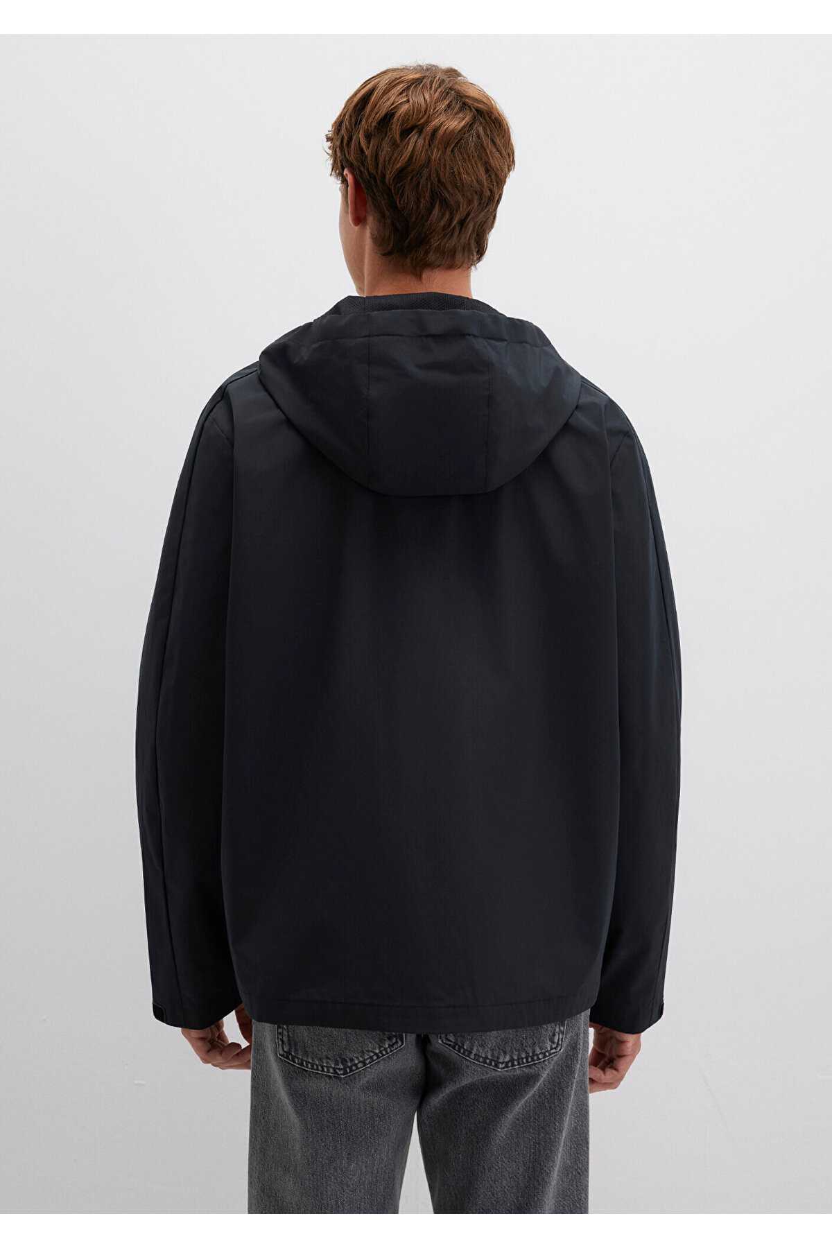 کاپشن خاکستری کلاهدار تناسب منظم / برش معمولی -70093